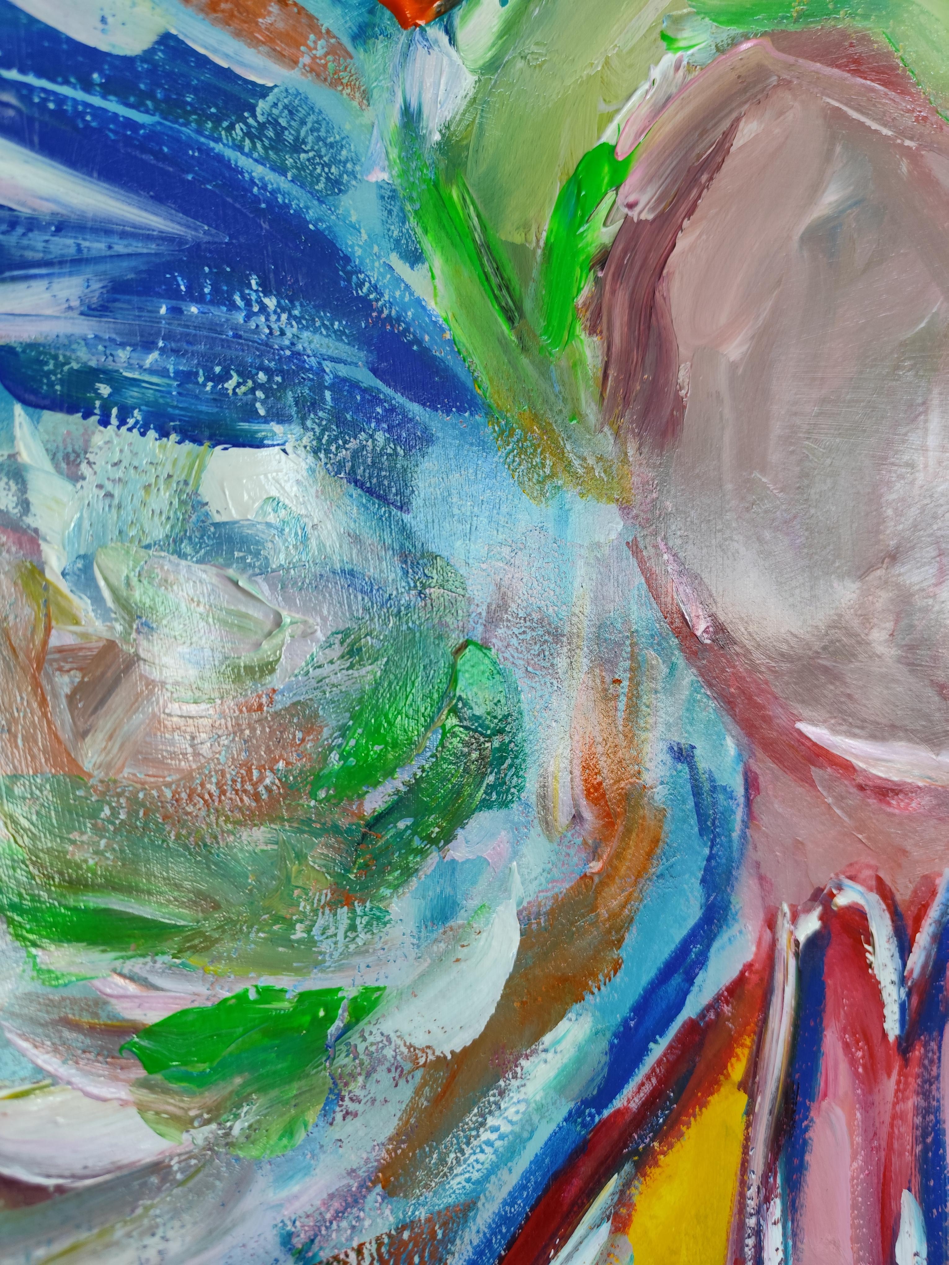 Pittura acrilica spirituale espressionista astratta su carta 