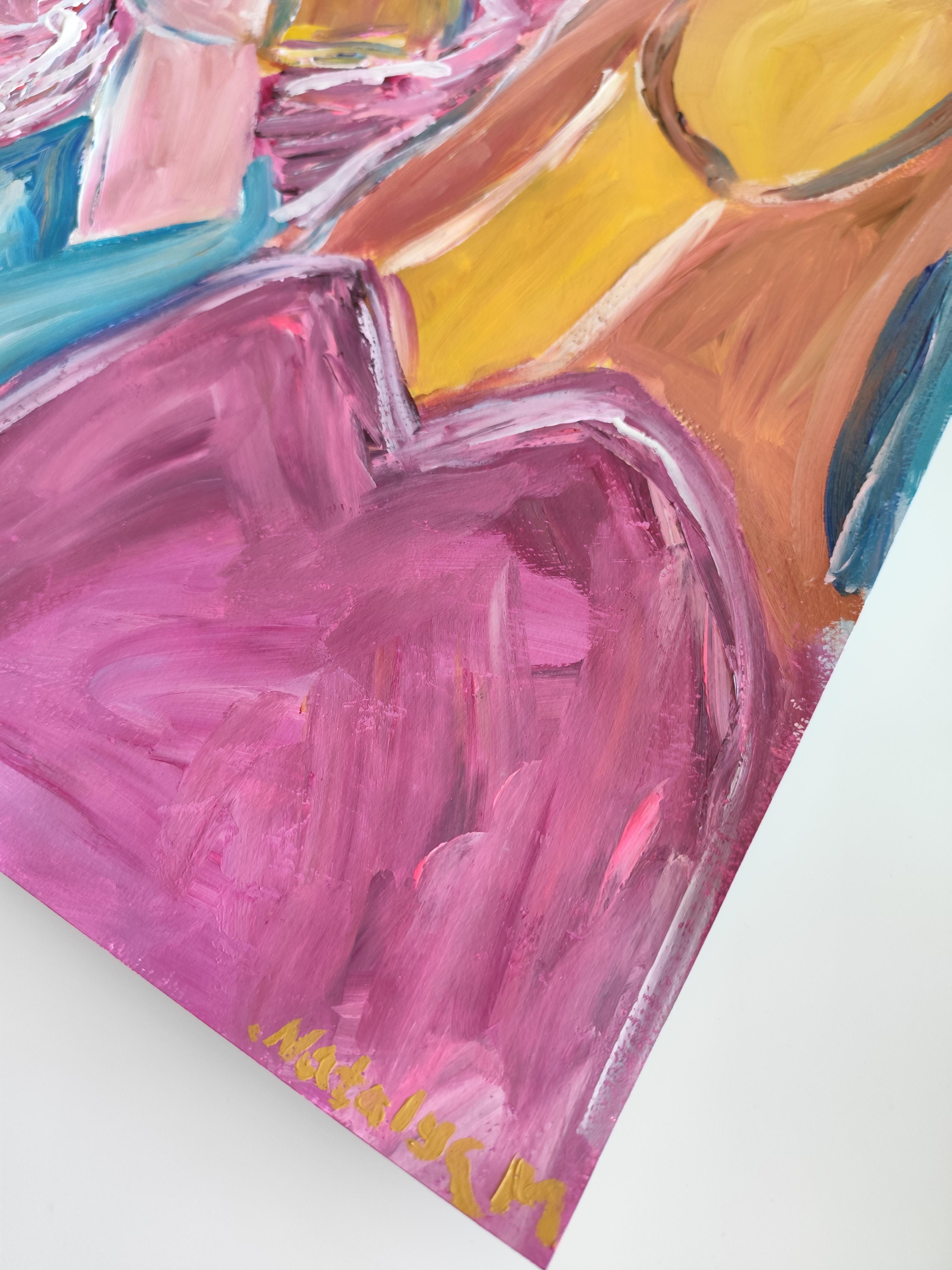 Pittura acrilica spirituale espressionista astratta su carta 