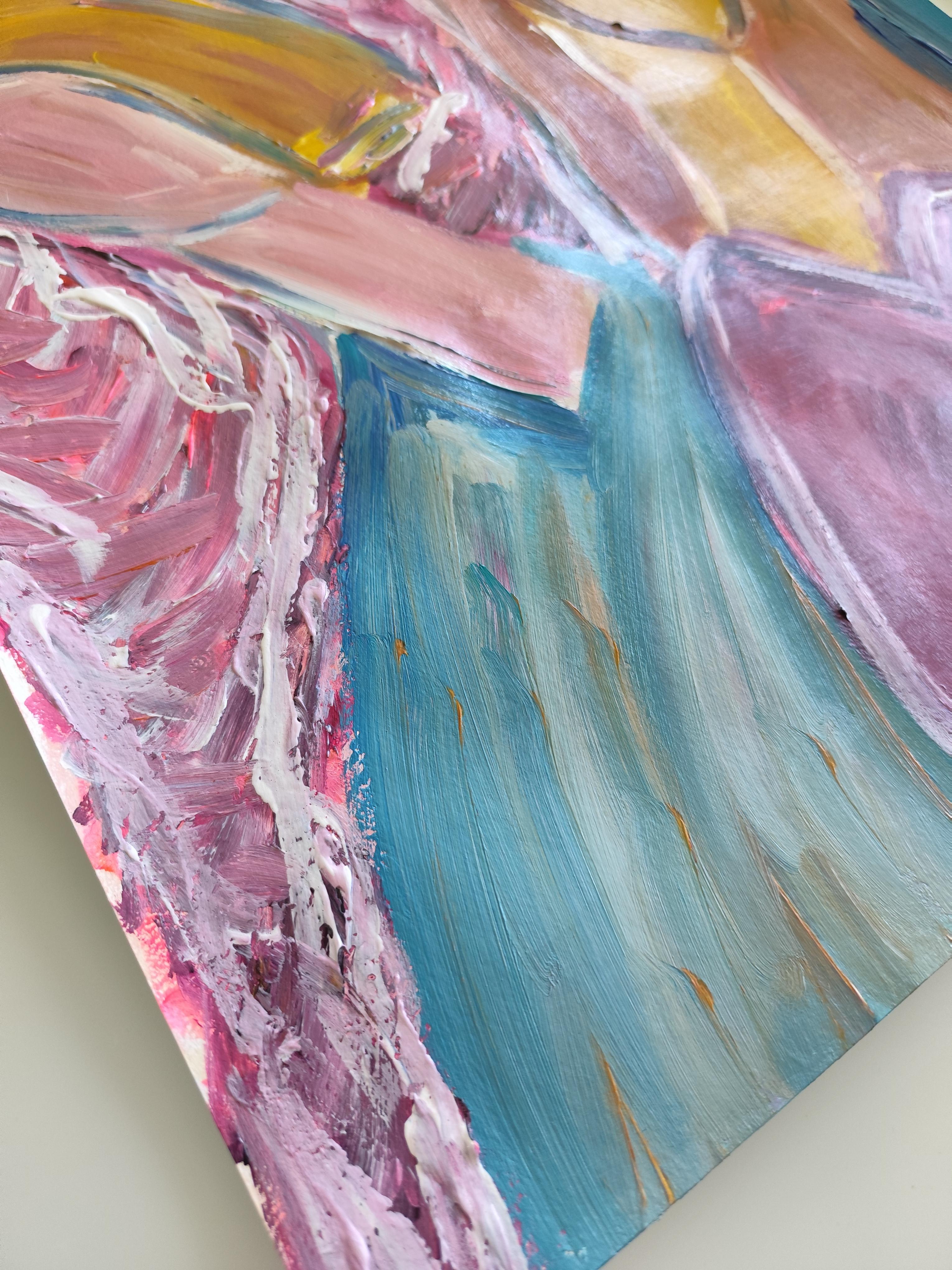 Pittura acrilica spirituale espressionista astratta su carta 