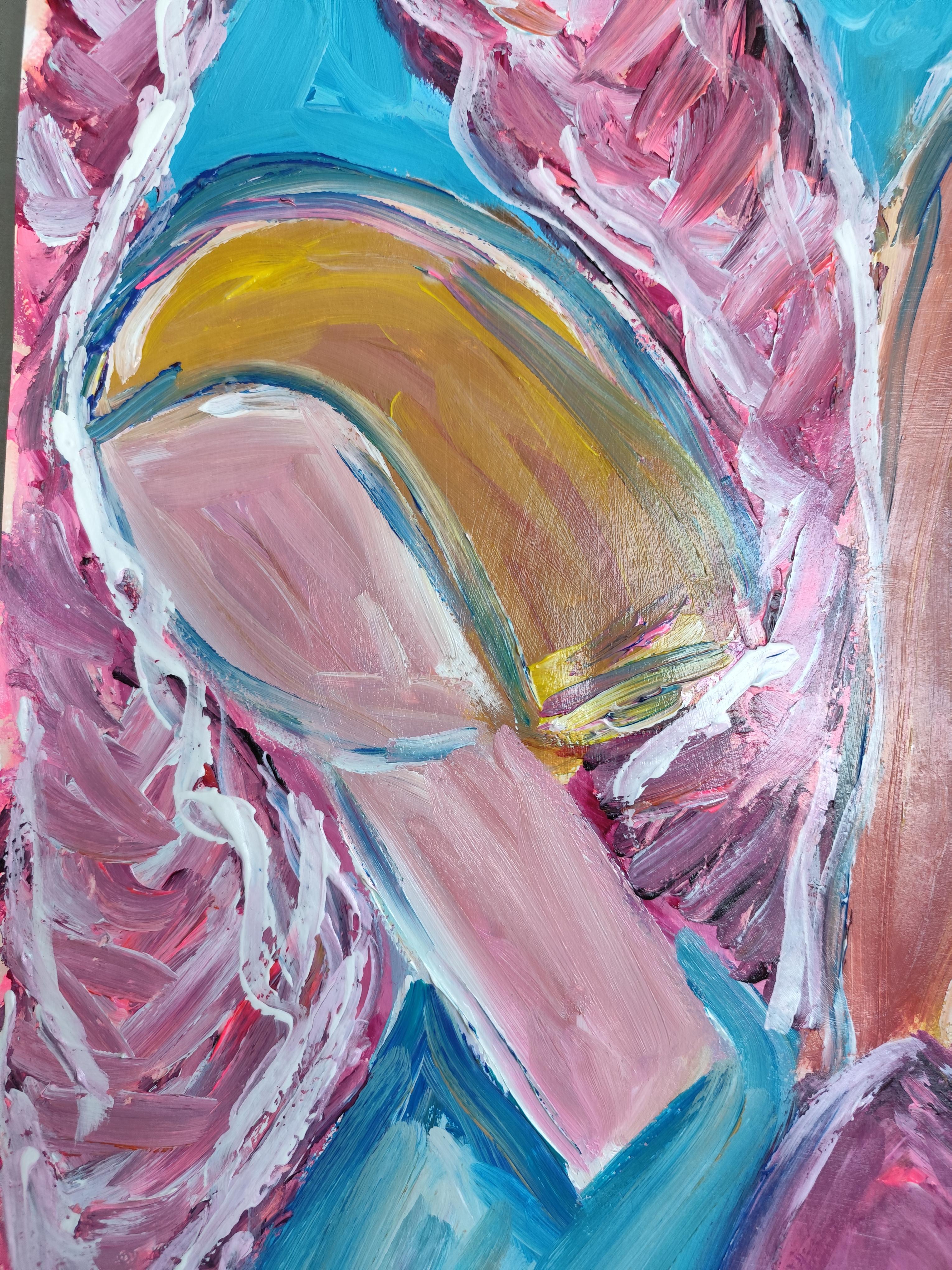Pittura acrilica spirituale espressionista astratta su carta 