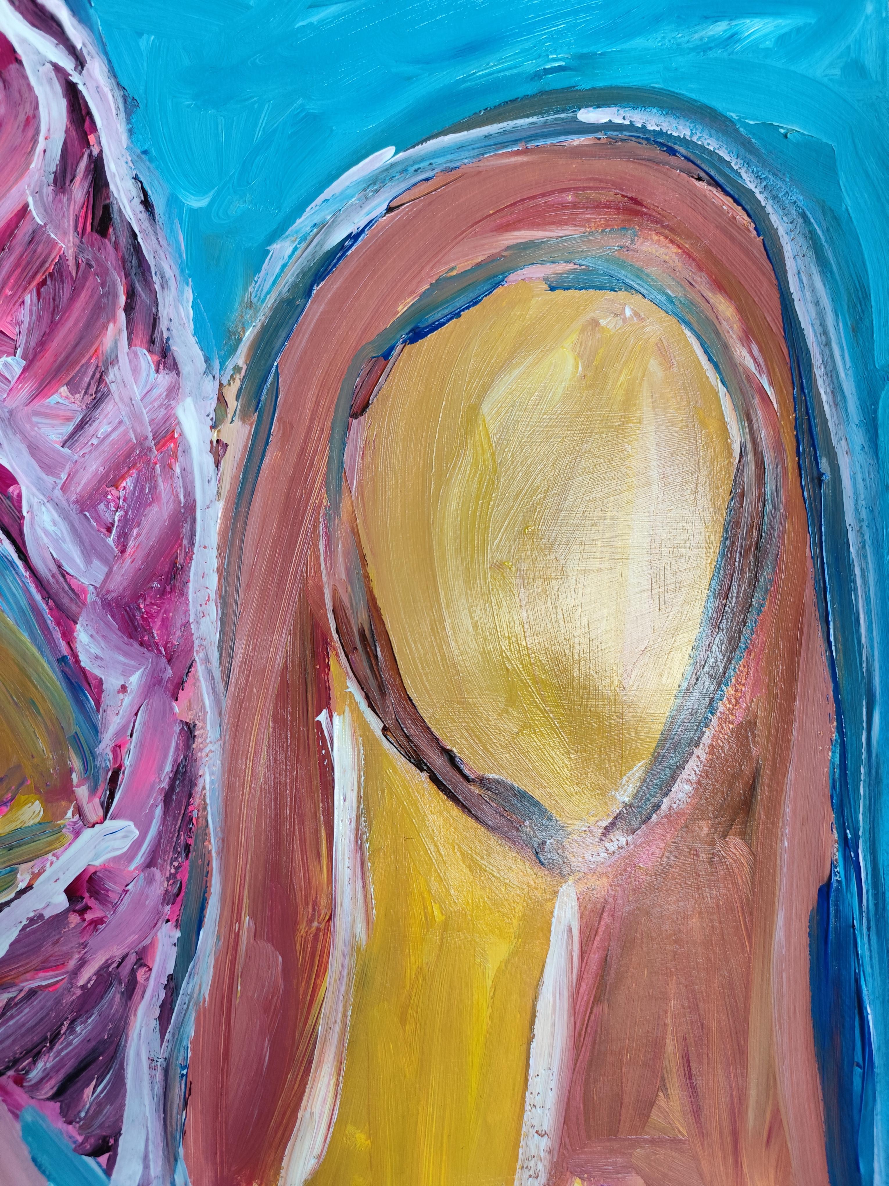 Pittura acrilica spirituale espressionista astratta su carta 