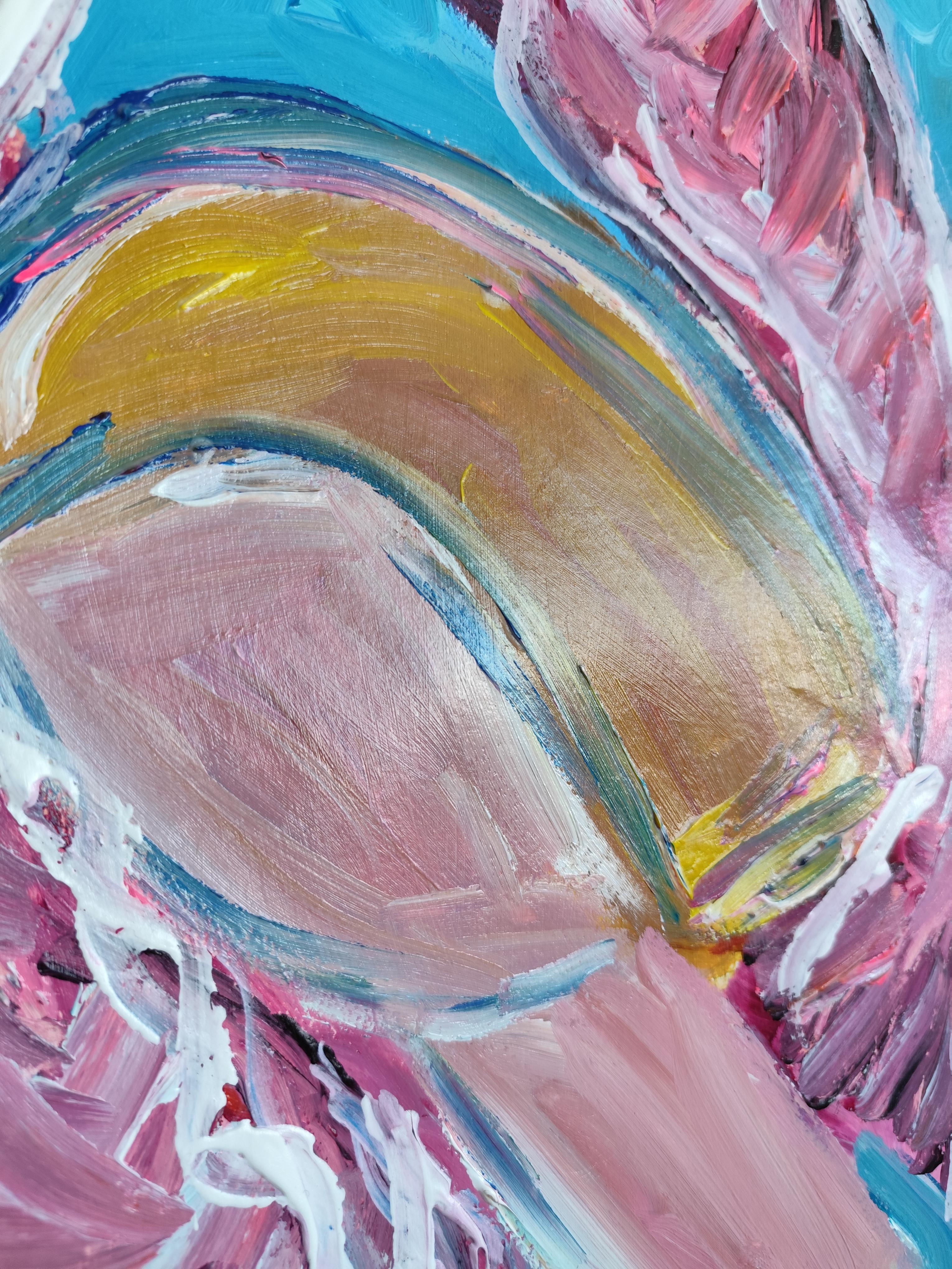 Pittura acrilica spirituale espressionista astratta su carta 