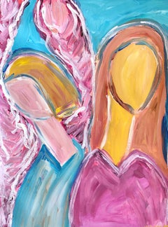 Abstract Expressionist spiritual acrylic painting paper " When Angels Near"