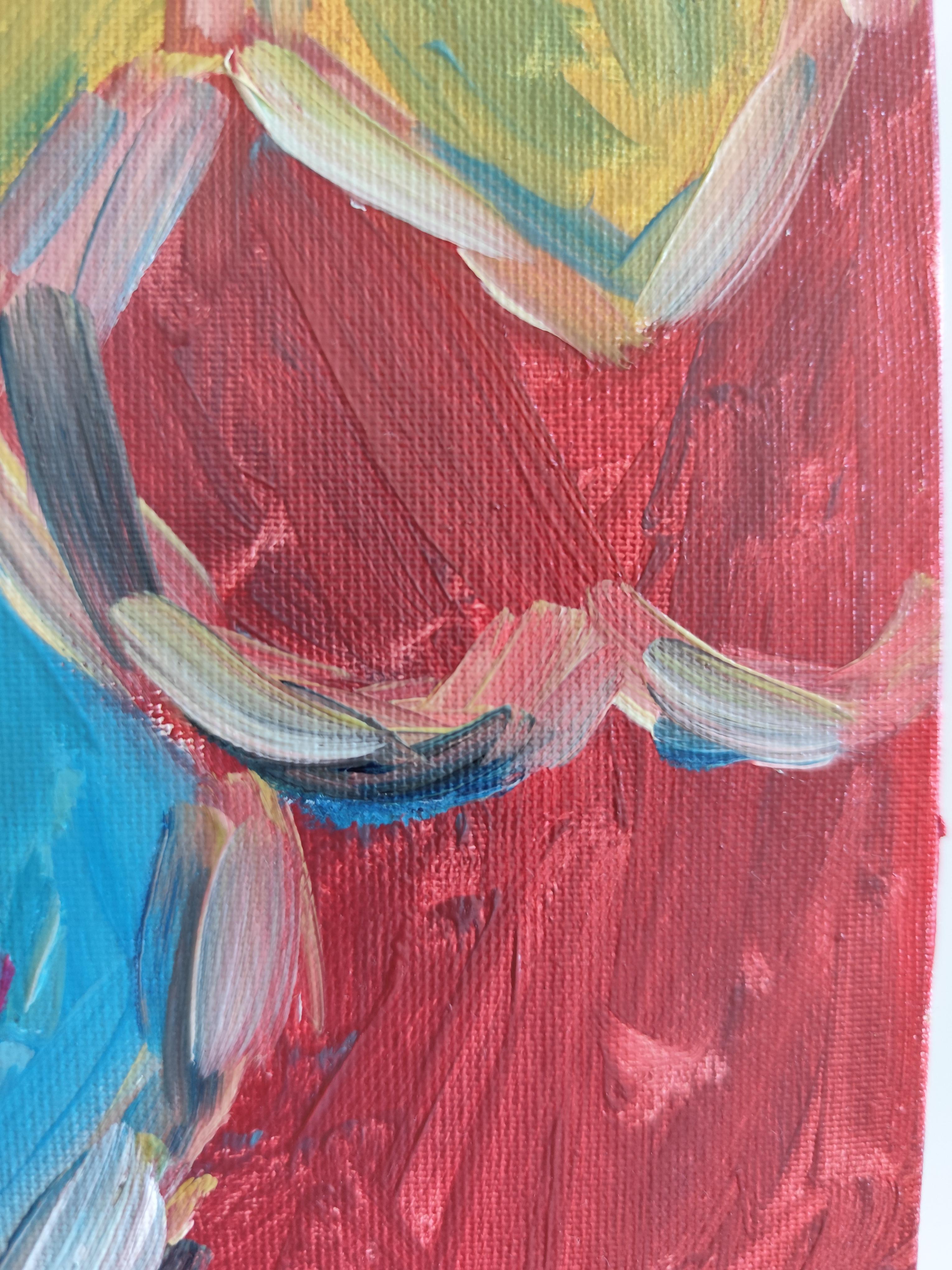 Abstract Expressionist woman oil on cardboard 