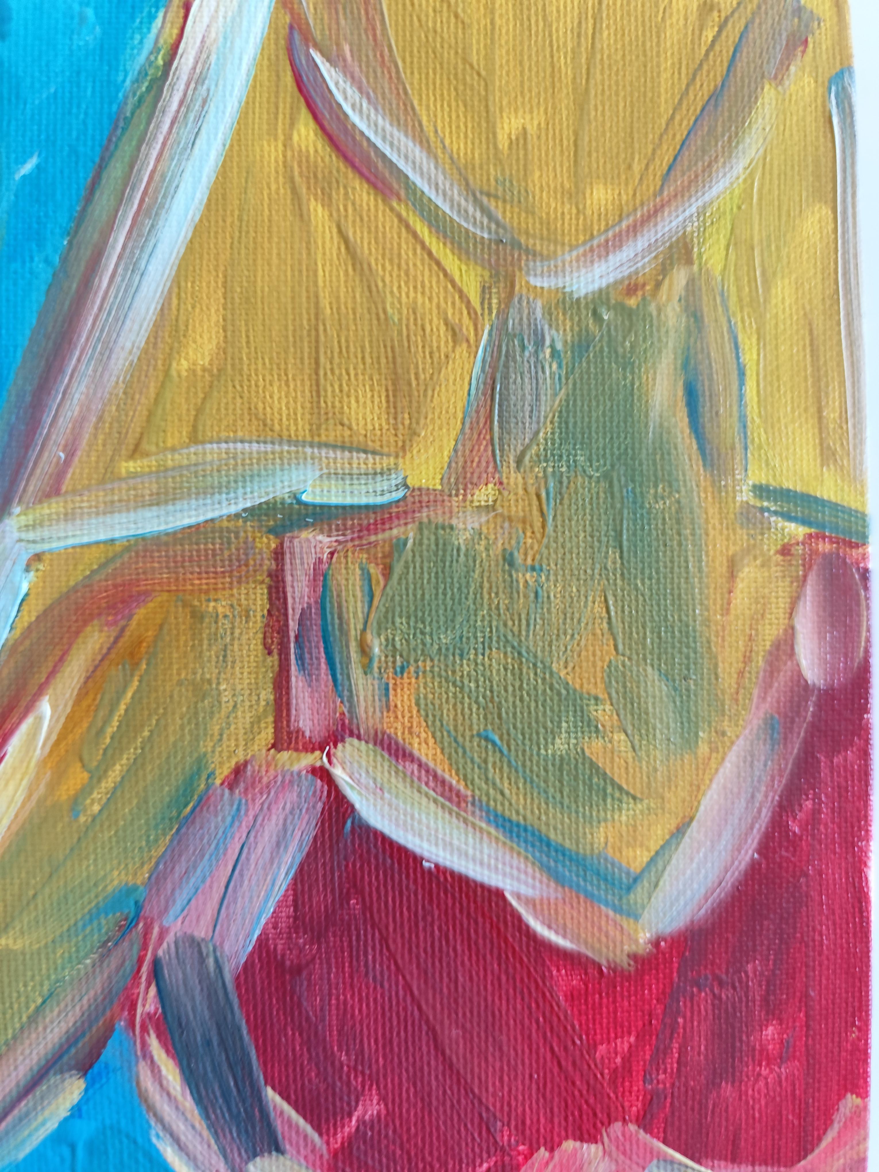 Abstract Expressionist woman oil on cardboard 