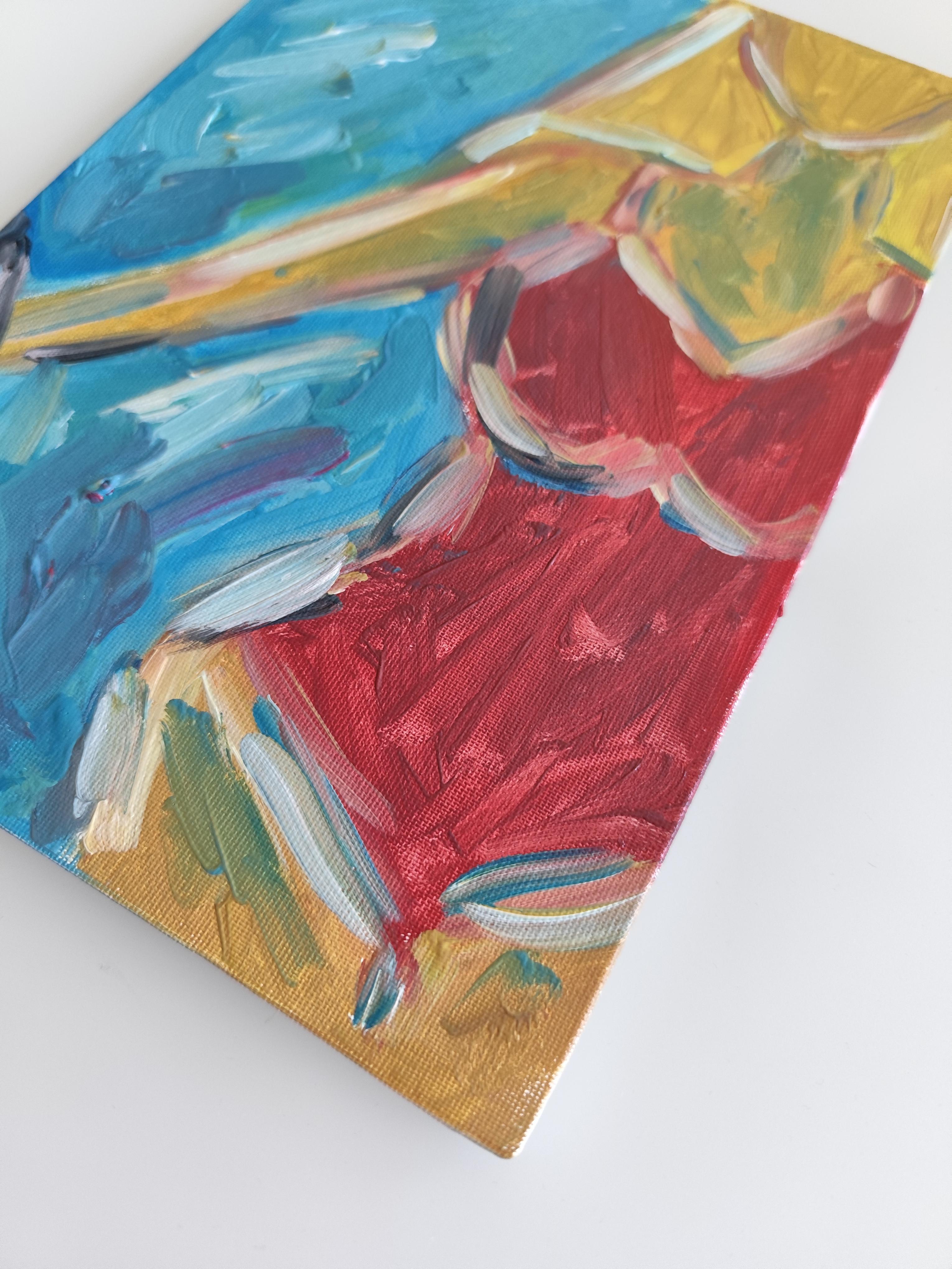 Abstract Expressionist woman oil on cardboard 