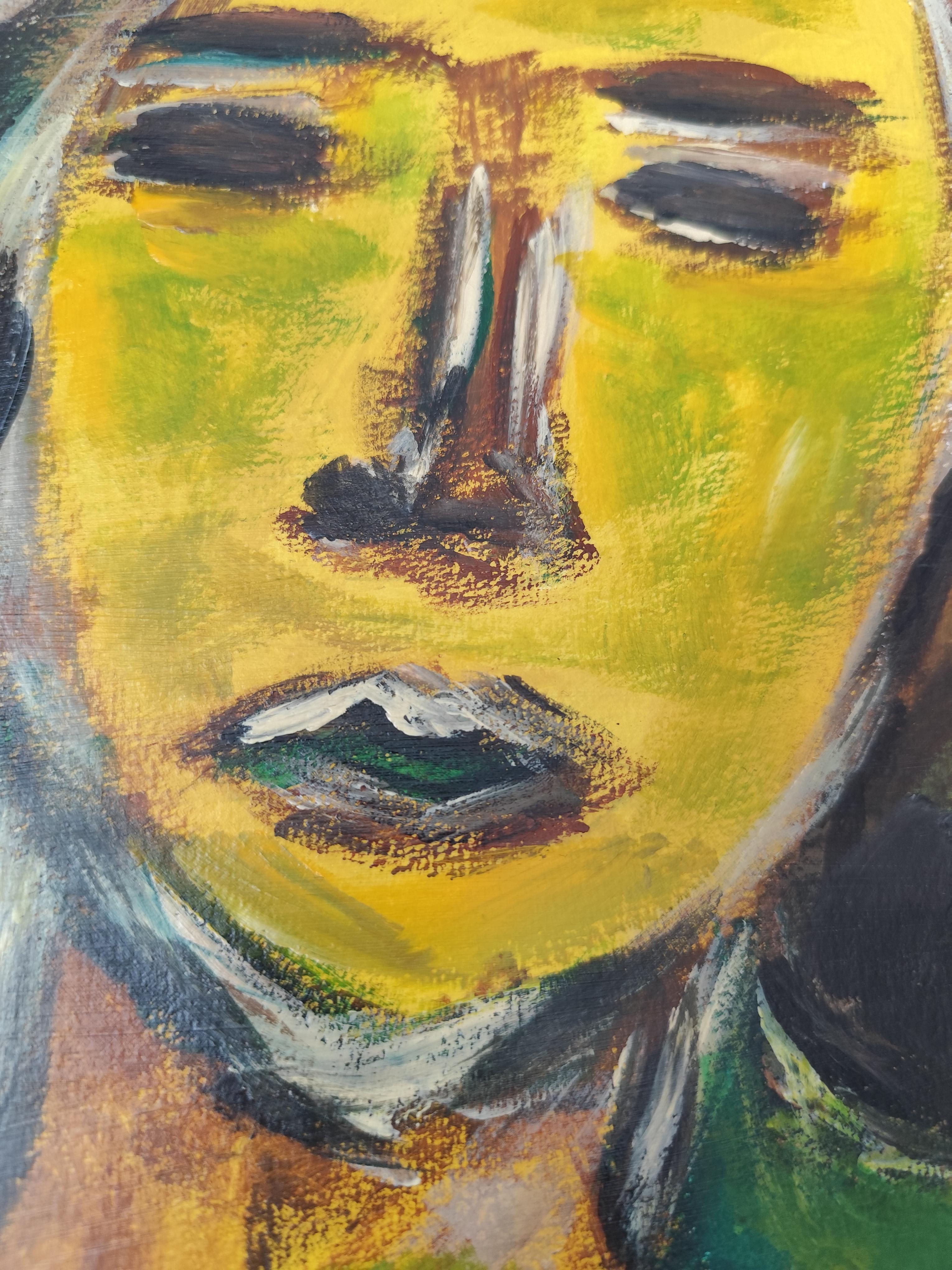 Abstraktes expressionistisches Frauenporträt Acryl auf Papier 
