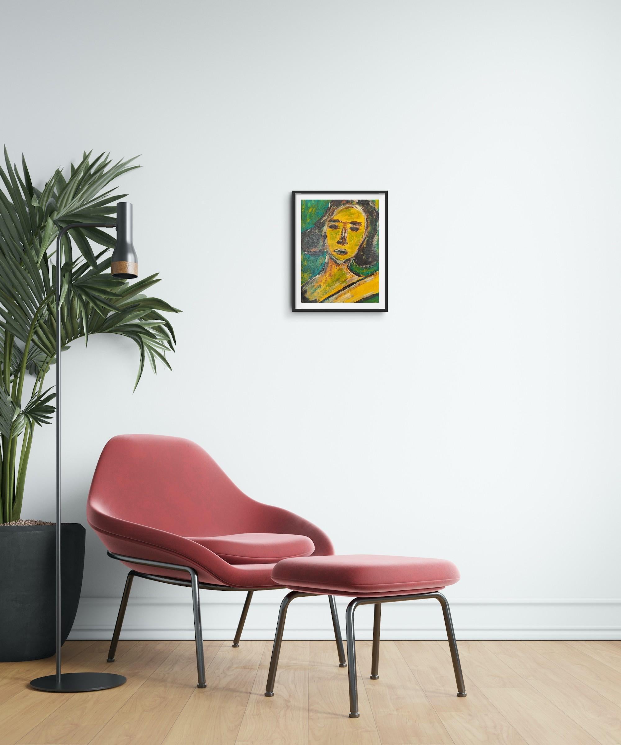 Dieses zeitgenössische abstrakte expressionistische Frauenporträt 