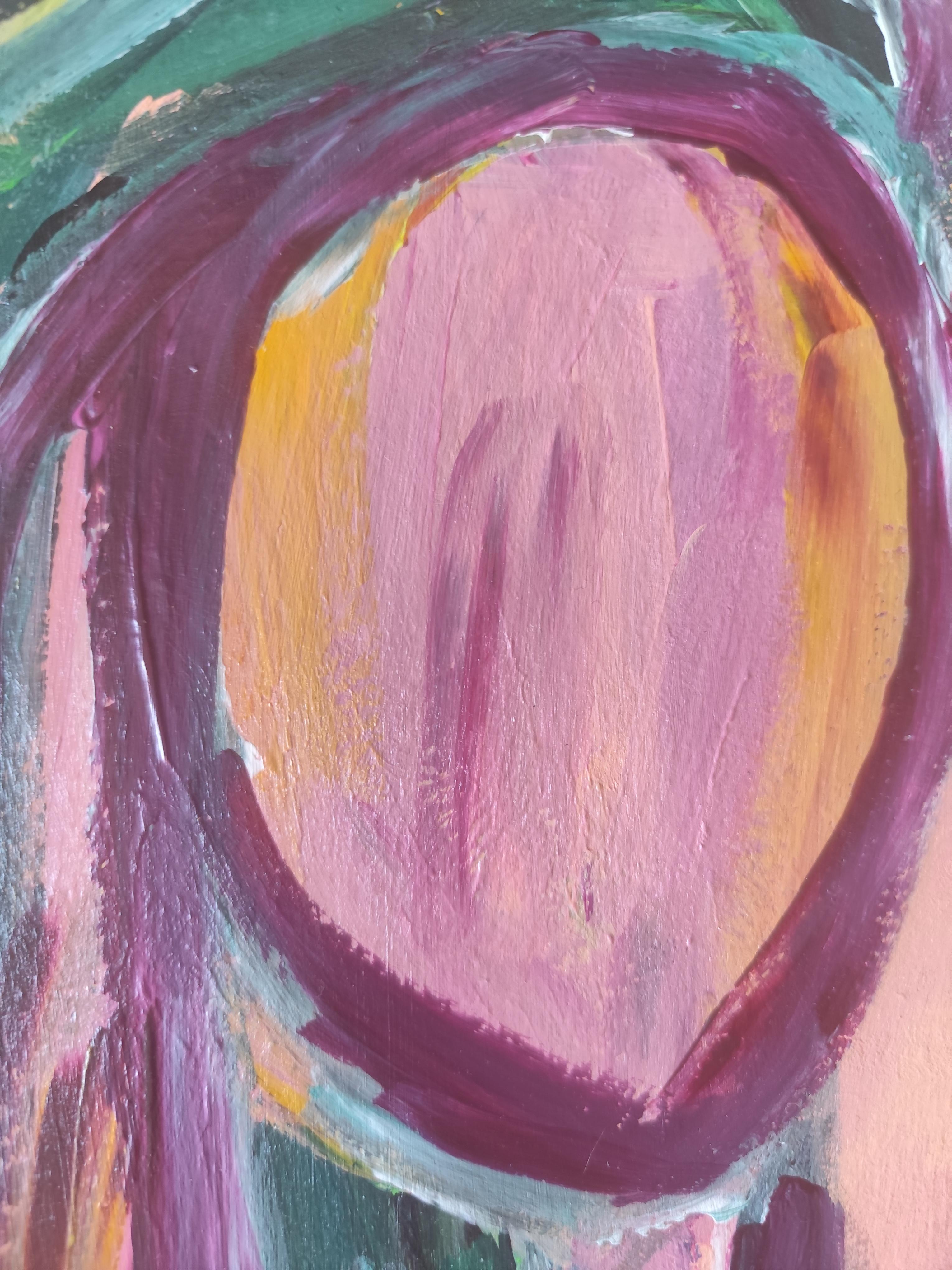 Résumé  portrait de femme expressionniste acrylique sur papier 