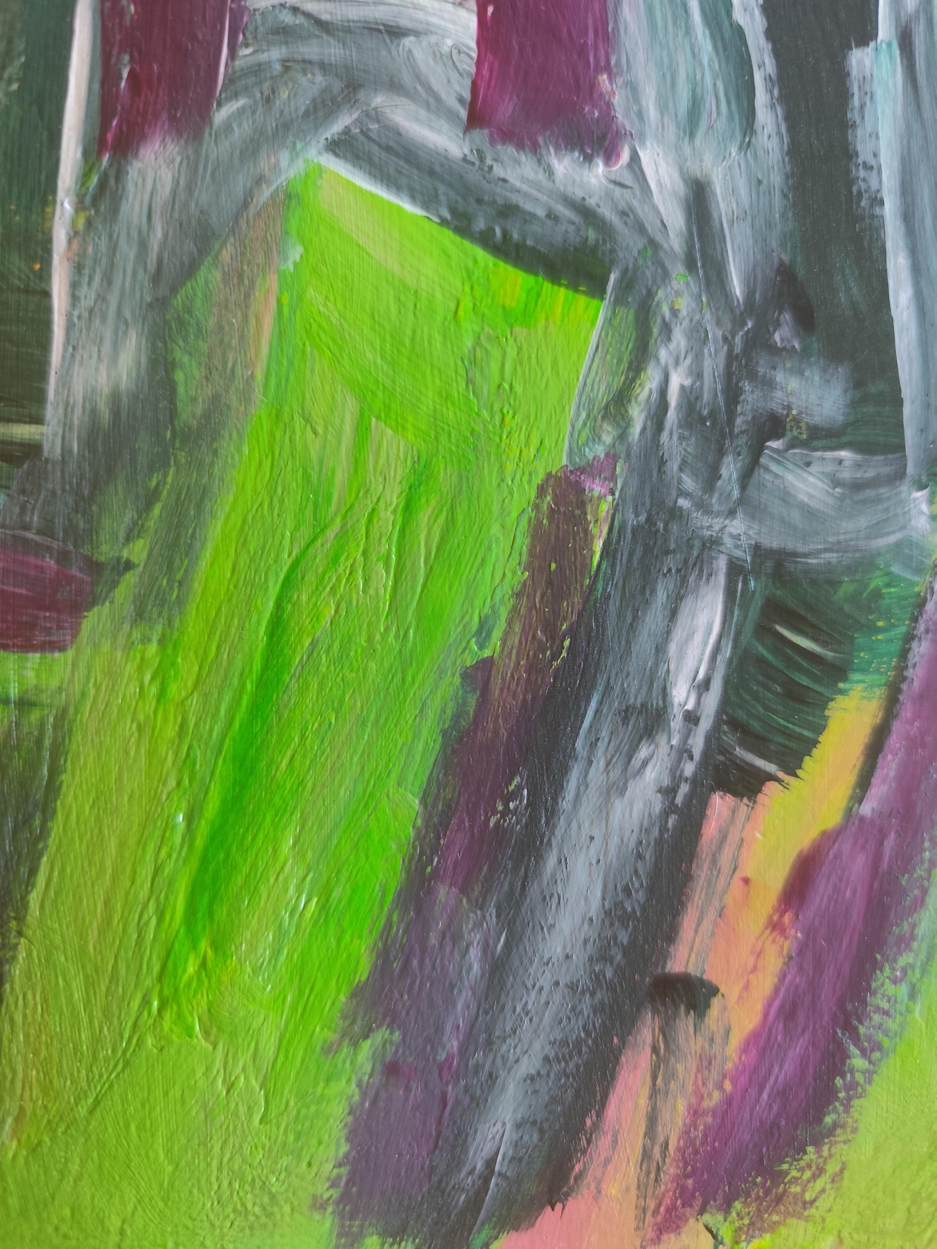 Résumé  portrait de femme expressionniste acrylique sur papier 
