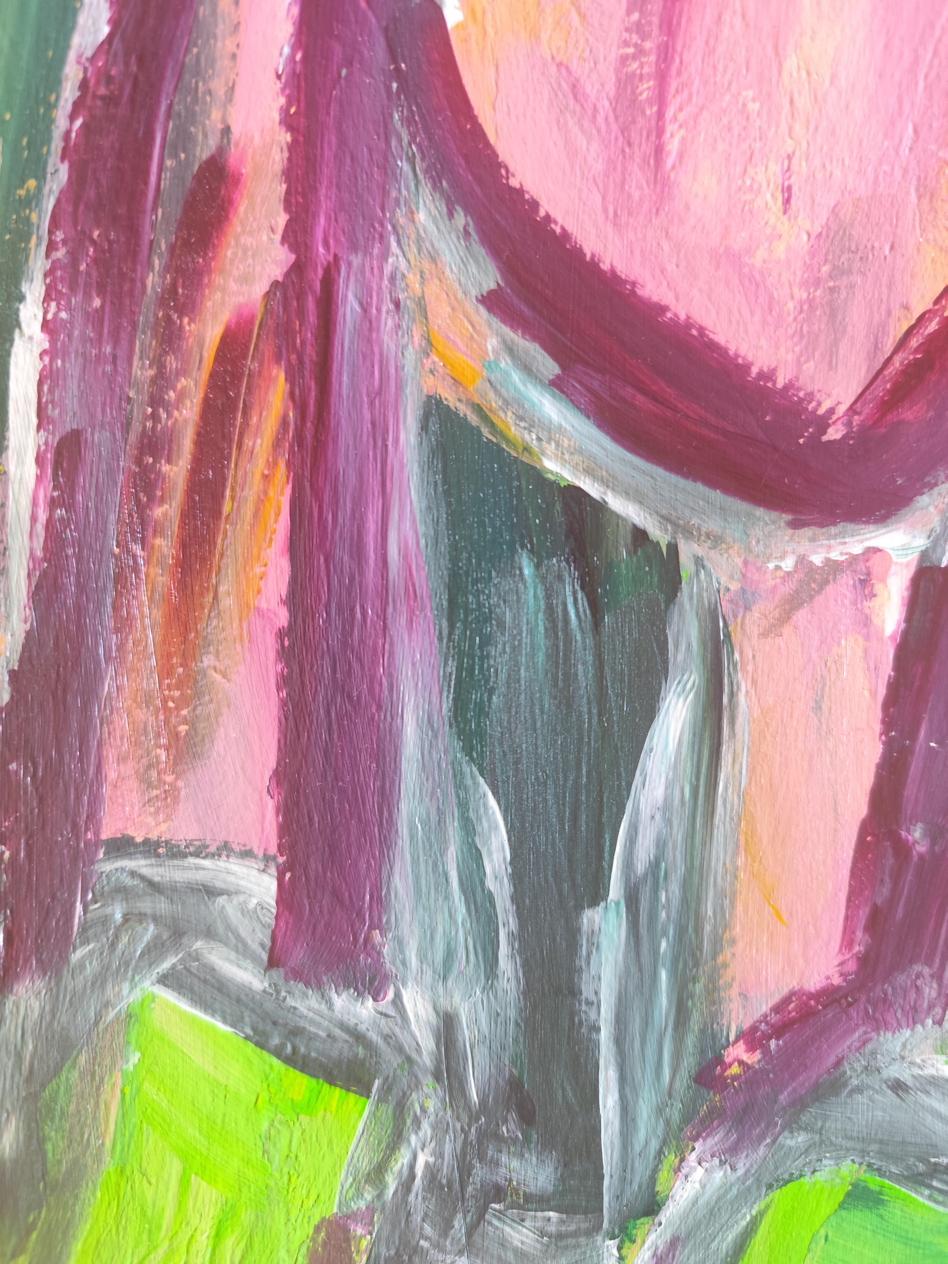 Résumé  portrait de femme expressionniste acrylique sur papier 