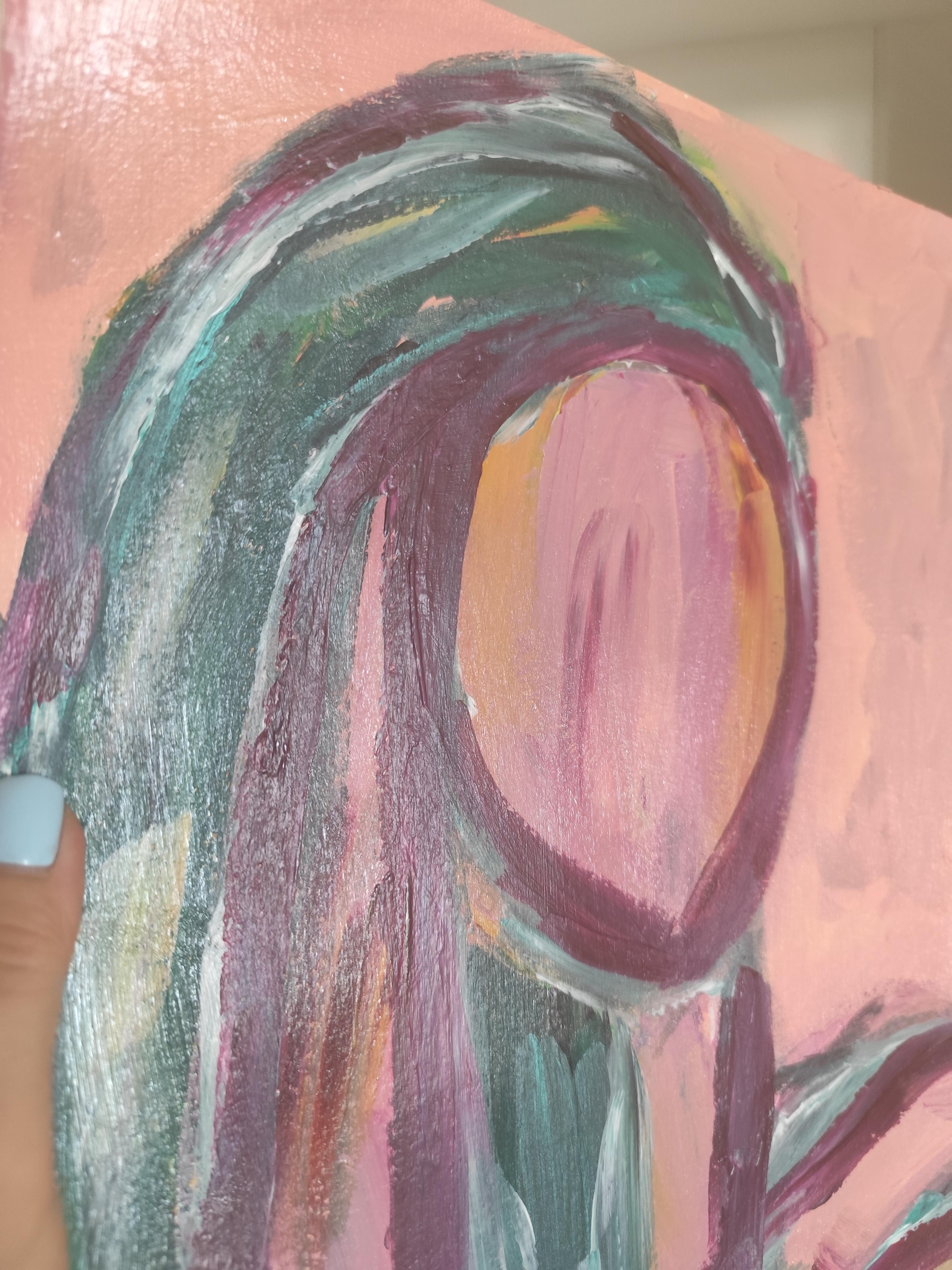 Résumé  portrait de femme expressionniste acrylique sur papier 
