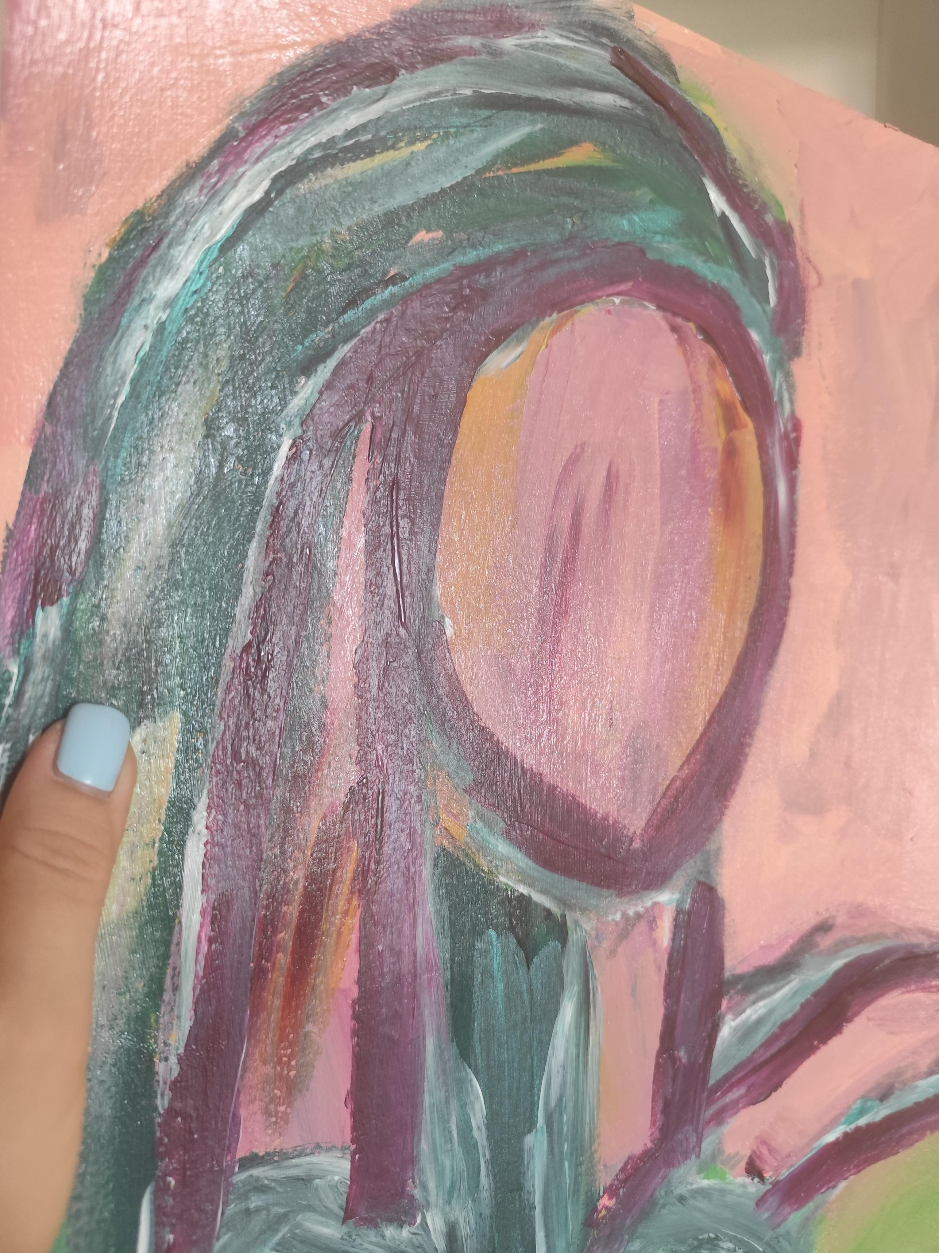 Résumé  portrait de femme expressionniste acrylique sur papier 