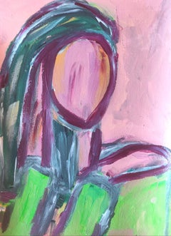 Résumé  portrait de femme expressionniste acrylique sur papier "Silent power"