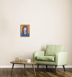 Abstract expressionist woman's portrait acrylic painting paper "She who hopes"