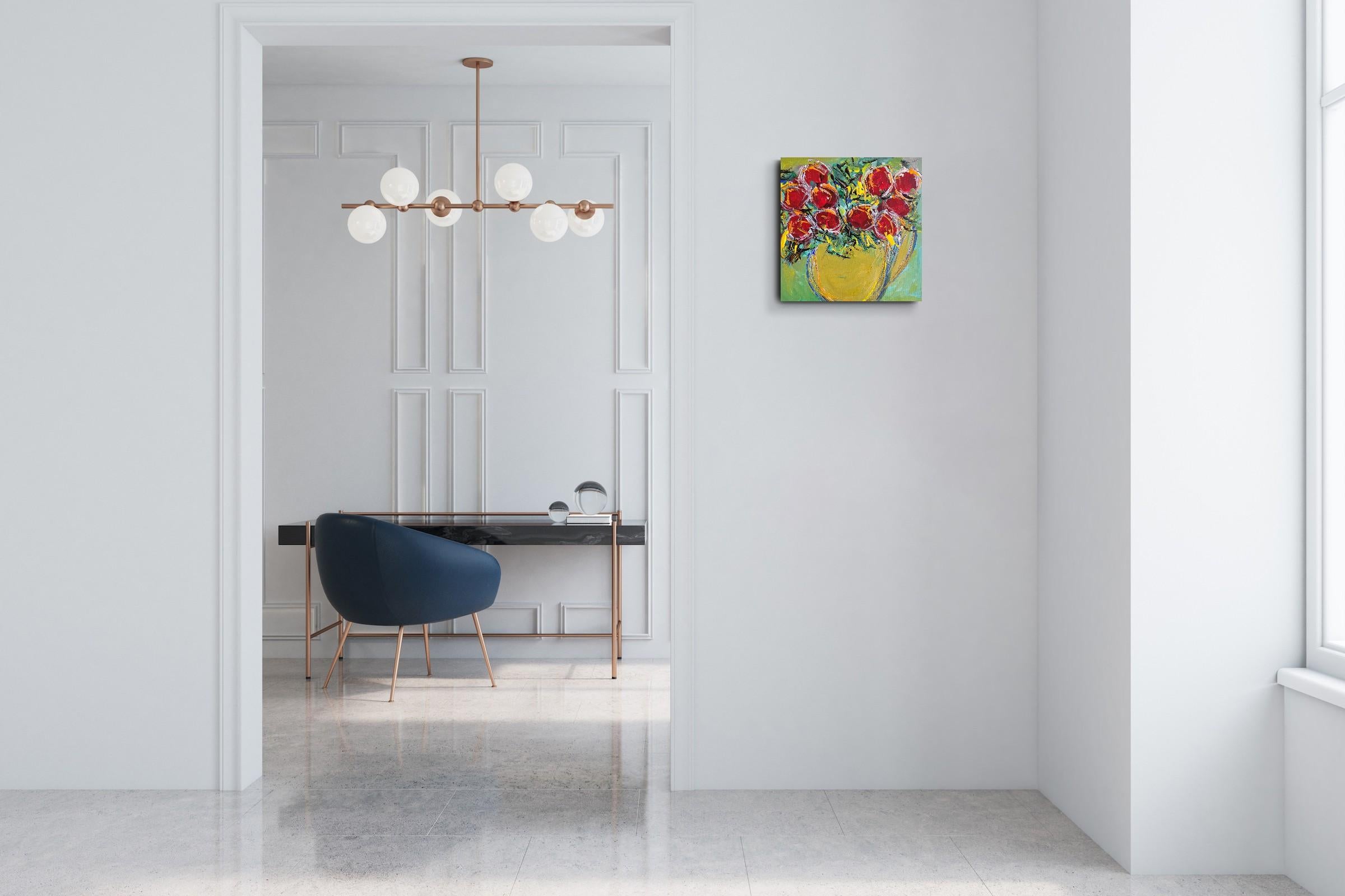 La pintura floral expresionista abstracta contemporánea 