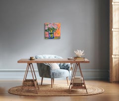 Pittura acrilica floreale astratta ed espressiva su tela "Sweet morning blooms".