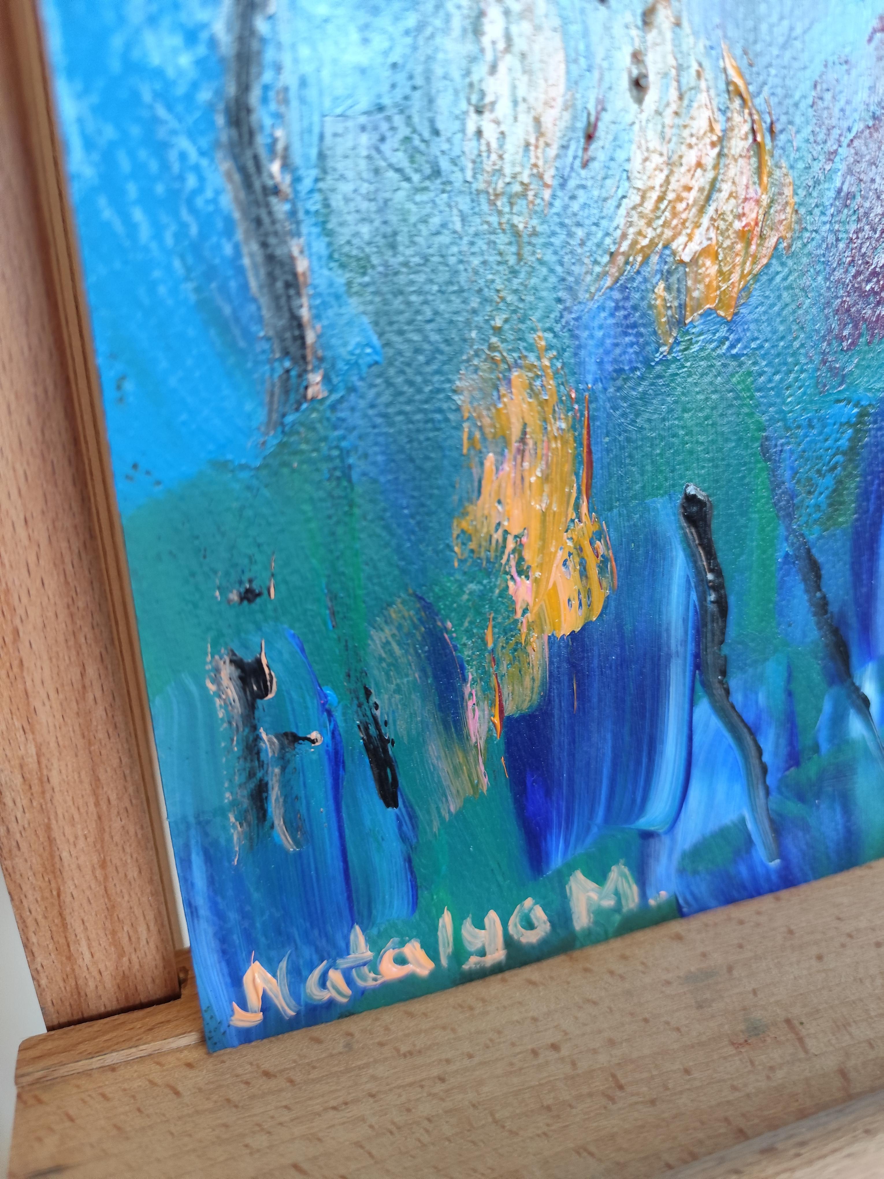 Peinture acrylique abstraite et expressive de fleurs sur papier « émotion florale » en vente 7