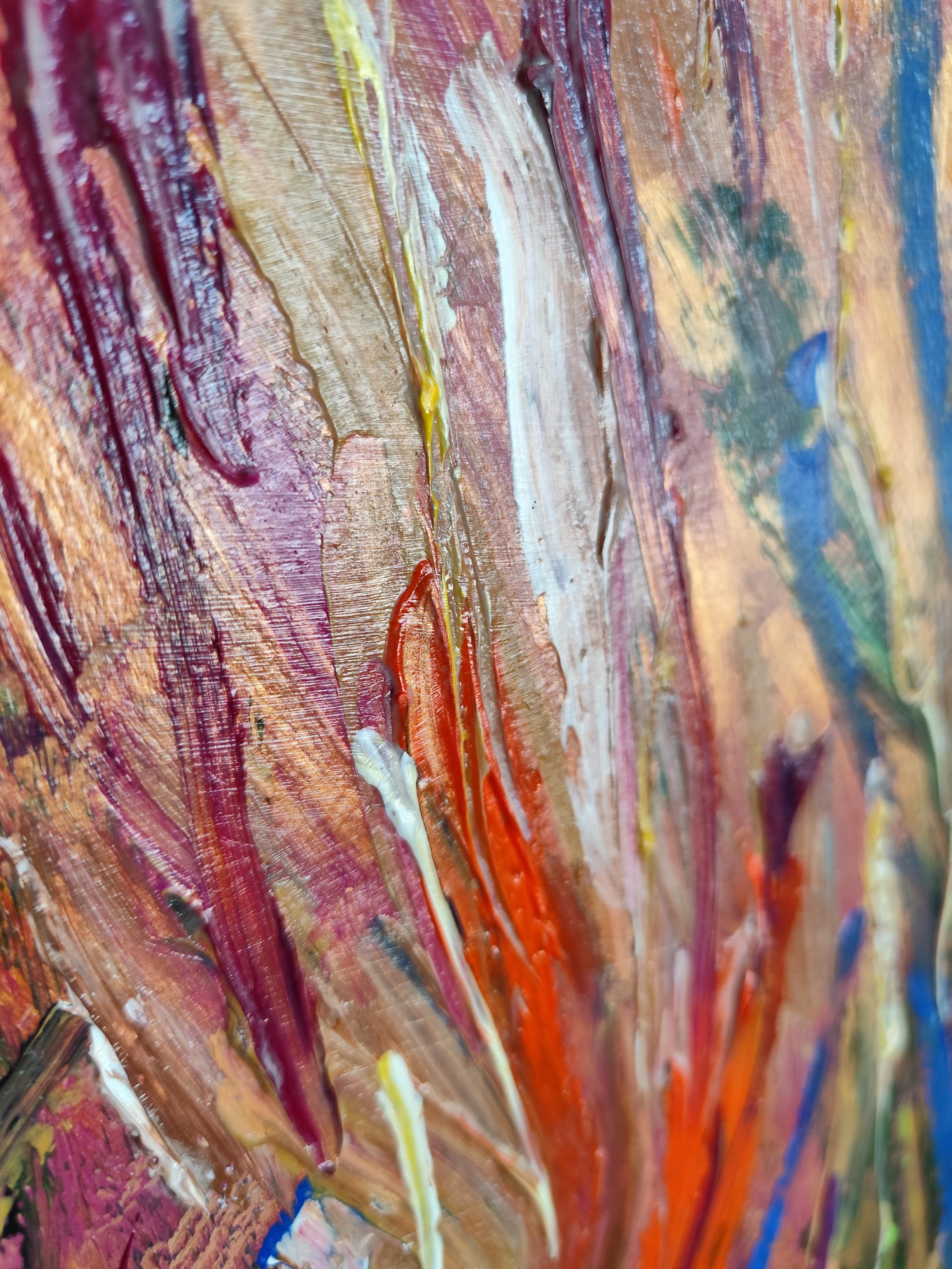 Peinture acrylique abstraite florale expressive sur papier « Vitality florale » en vente 5