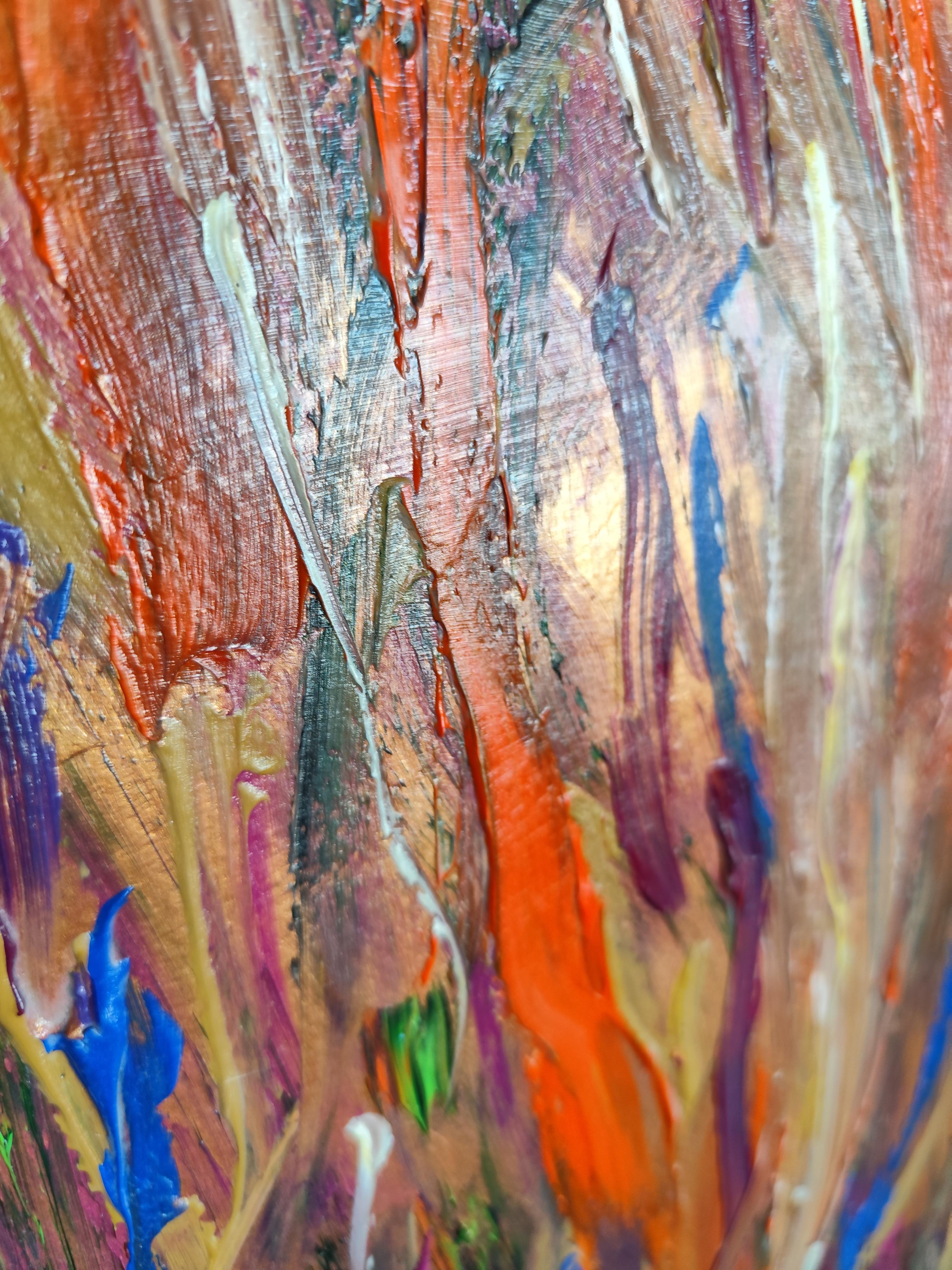 Peinture acrylique abstraite florale expressive sur papier « Vitality florale » en vente 6