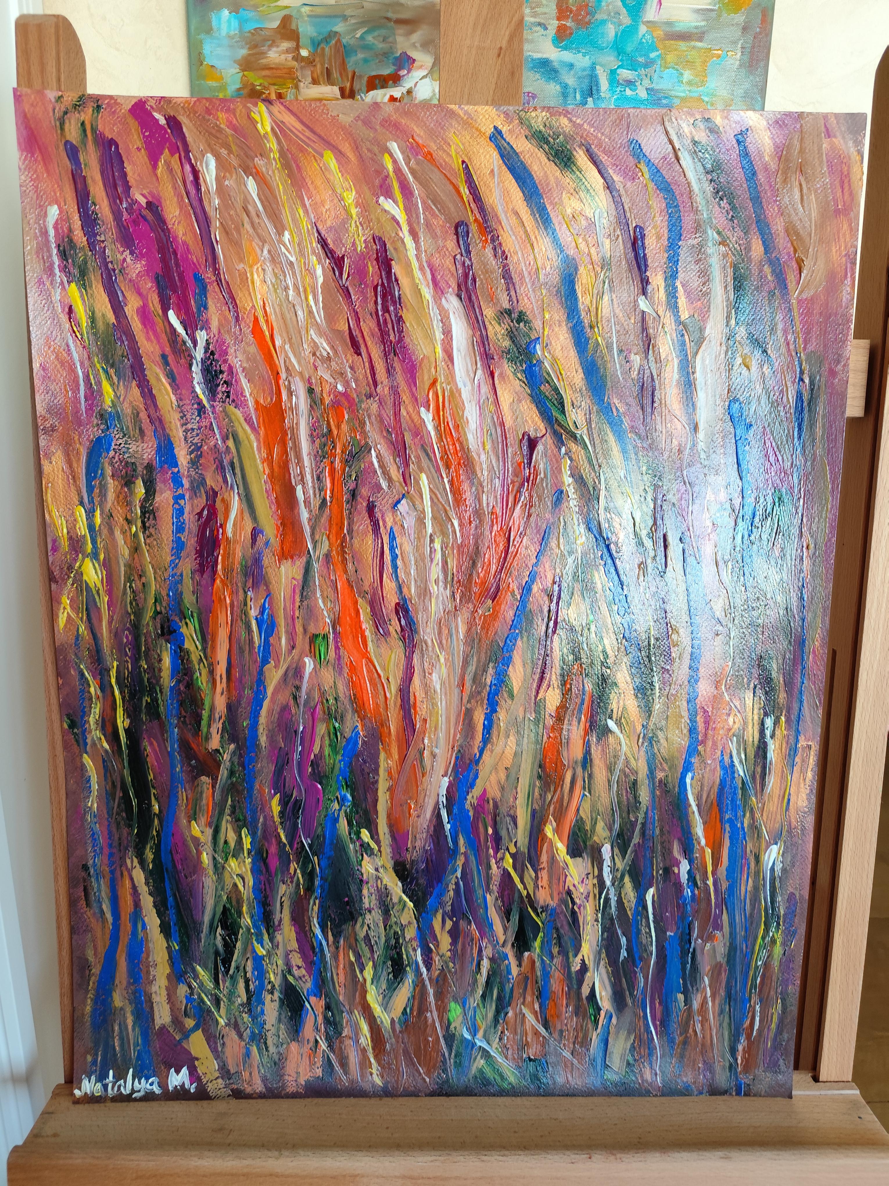 Peinture acrylique abstraite florale expressive sur papier « Vitality florale » en vente 7