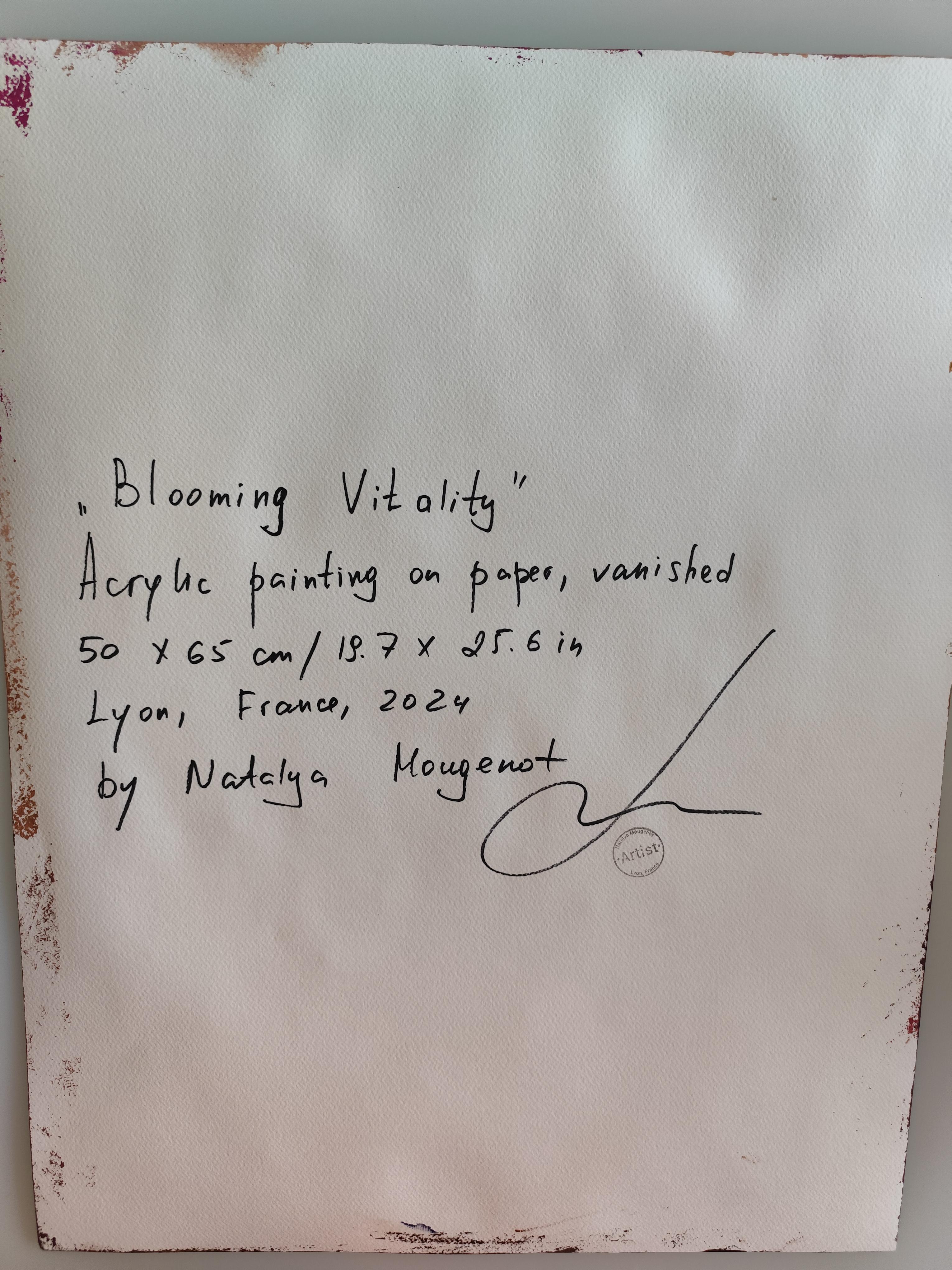 Peinture acrylique abstraite florale expressive sur papier « Vitality florale » en vente 8