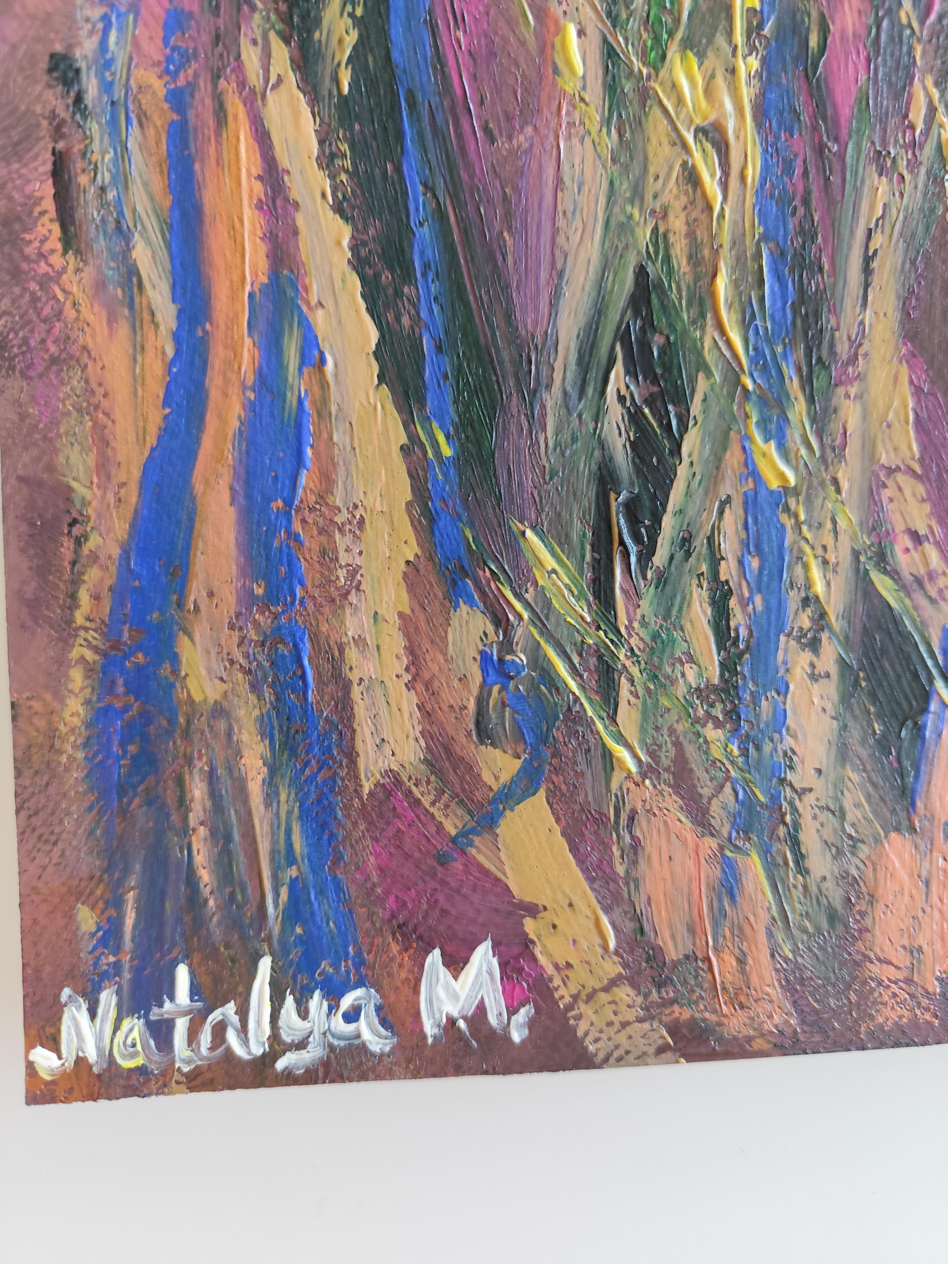 Peinture acrylique abstraite florale expressive sur papier « Vitality florale » en vente 9