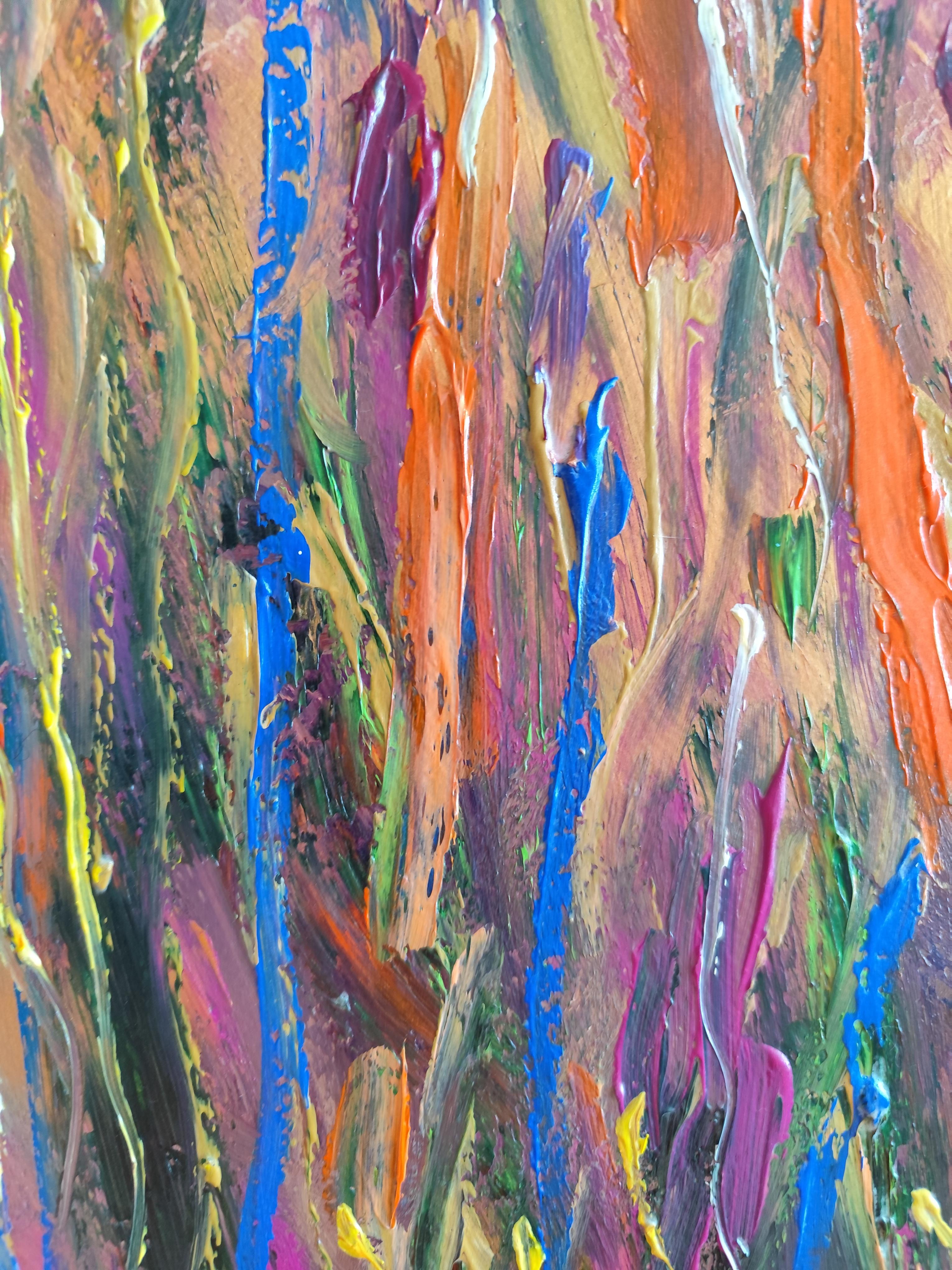 Peinture acrylique abstraite florale expressive sur papier « Vitality florale » en vente 11