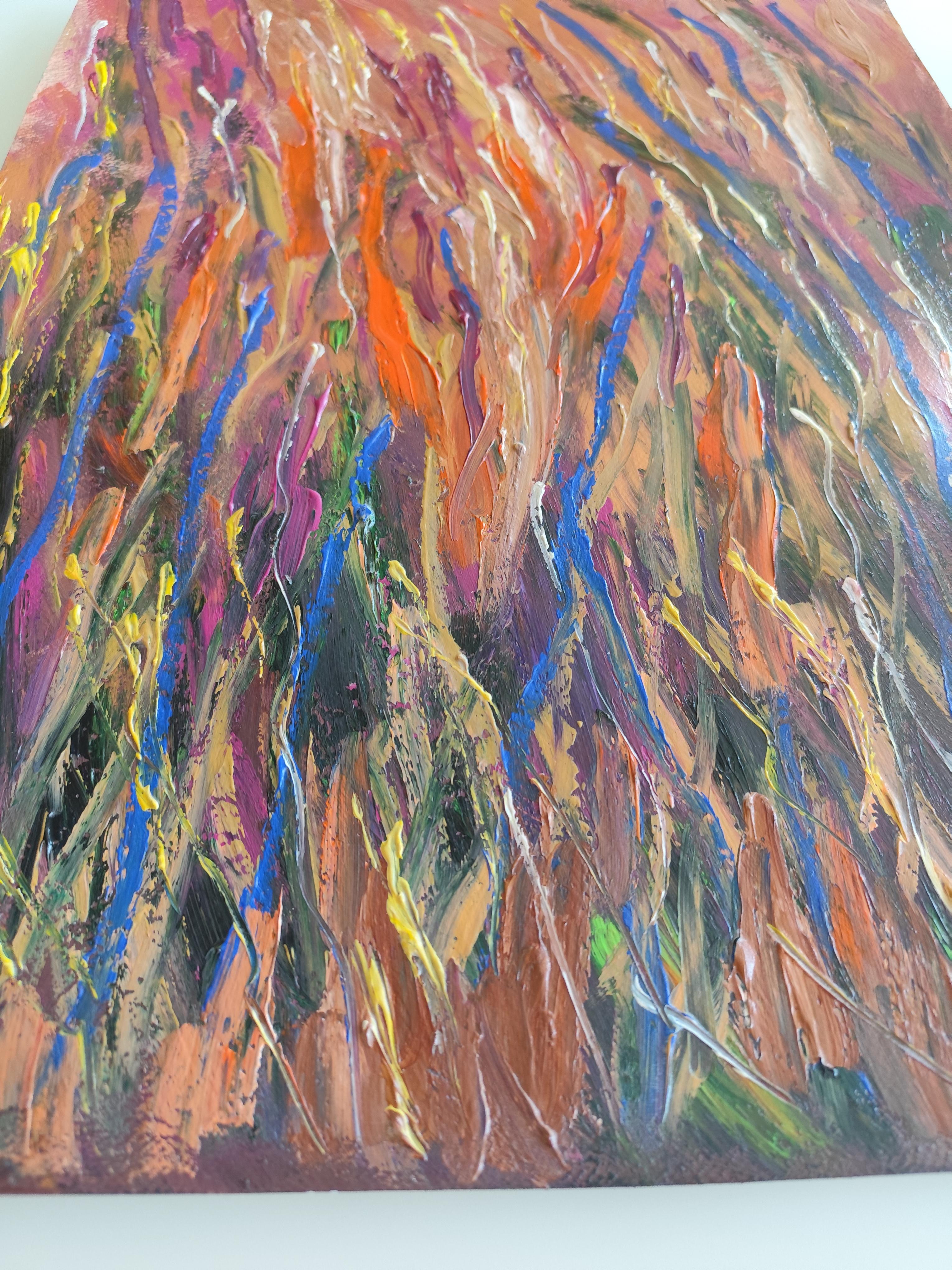 Peinture acrylique abstraite florale expressive sur papier « Vitality florale » en vente 13