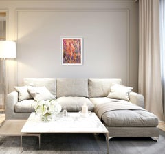 Pintura acrílica floral expresiva abstracta sobre papel "Vitalidad floral""