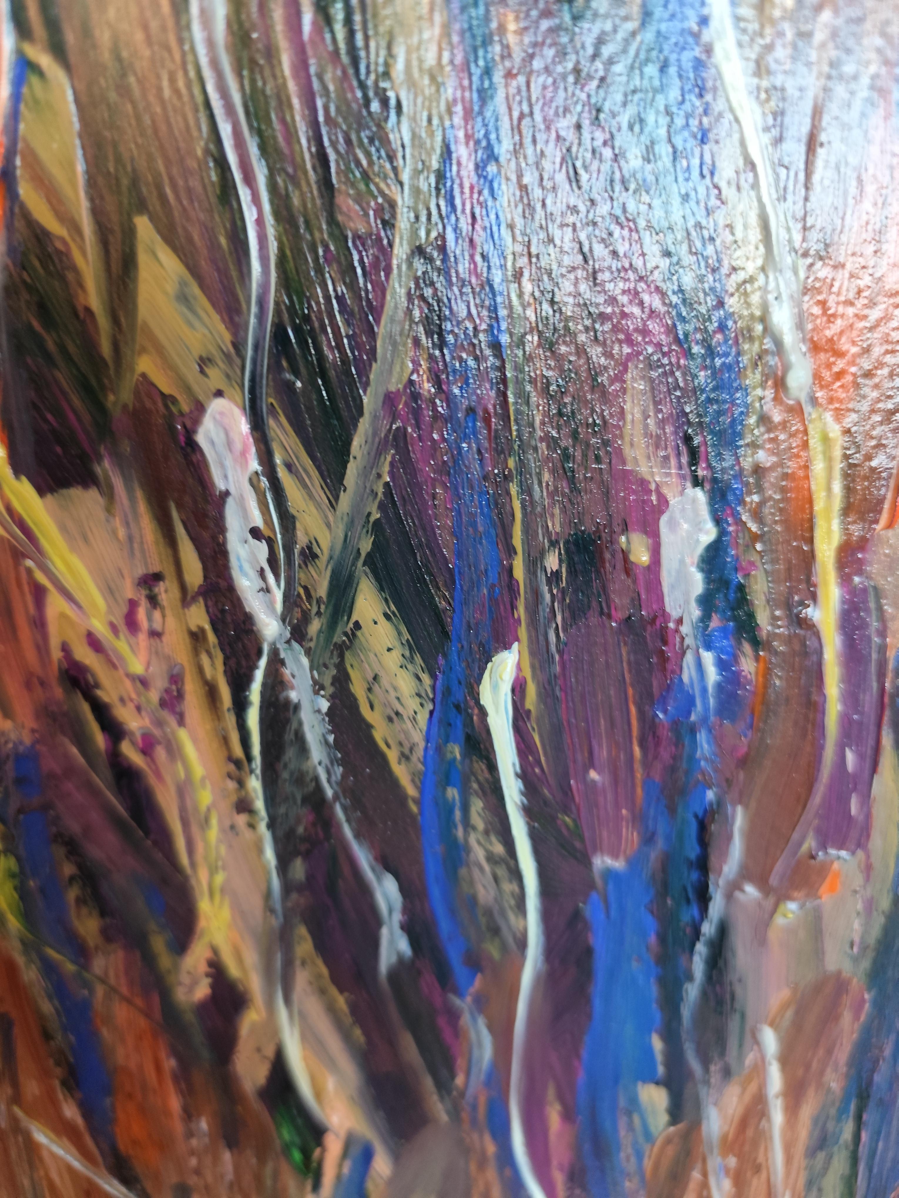 Peinture acrylique abstraite florale expressive sur papier « Vitality florale » en vente 3