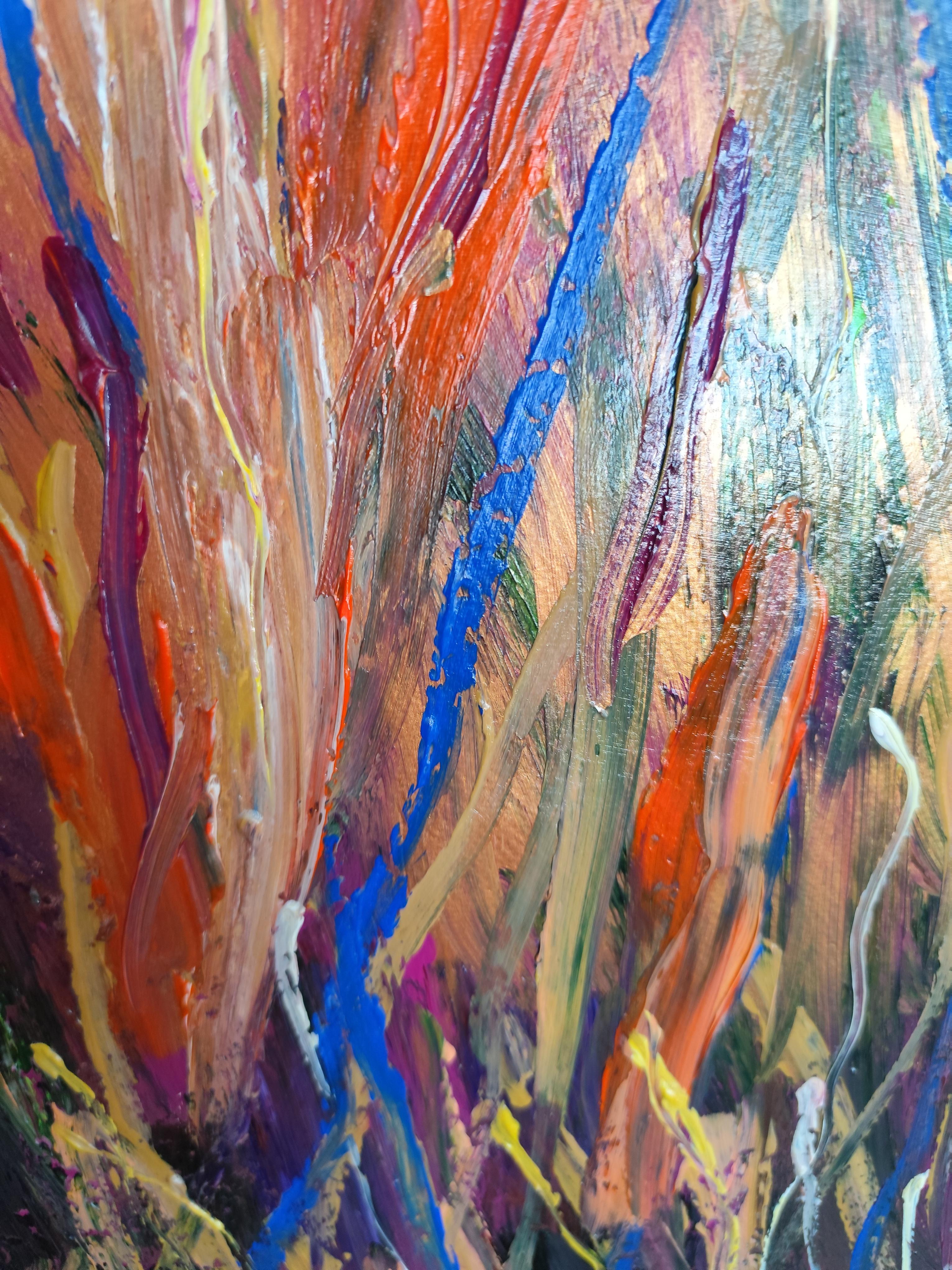 Peinture acrylique abstraite florale expressive sur papier « Vitality florale » en vente 4