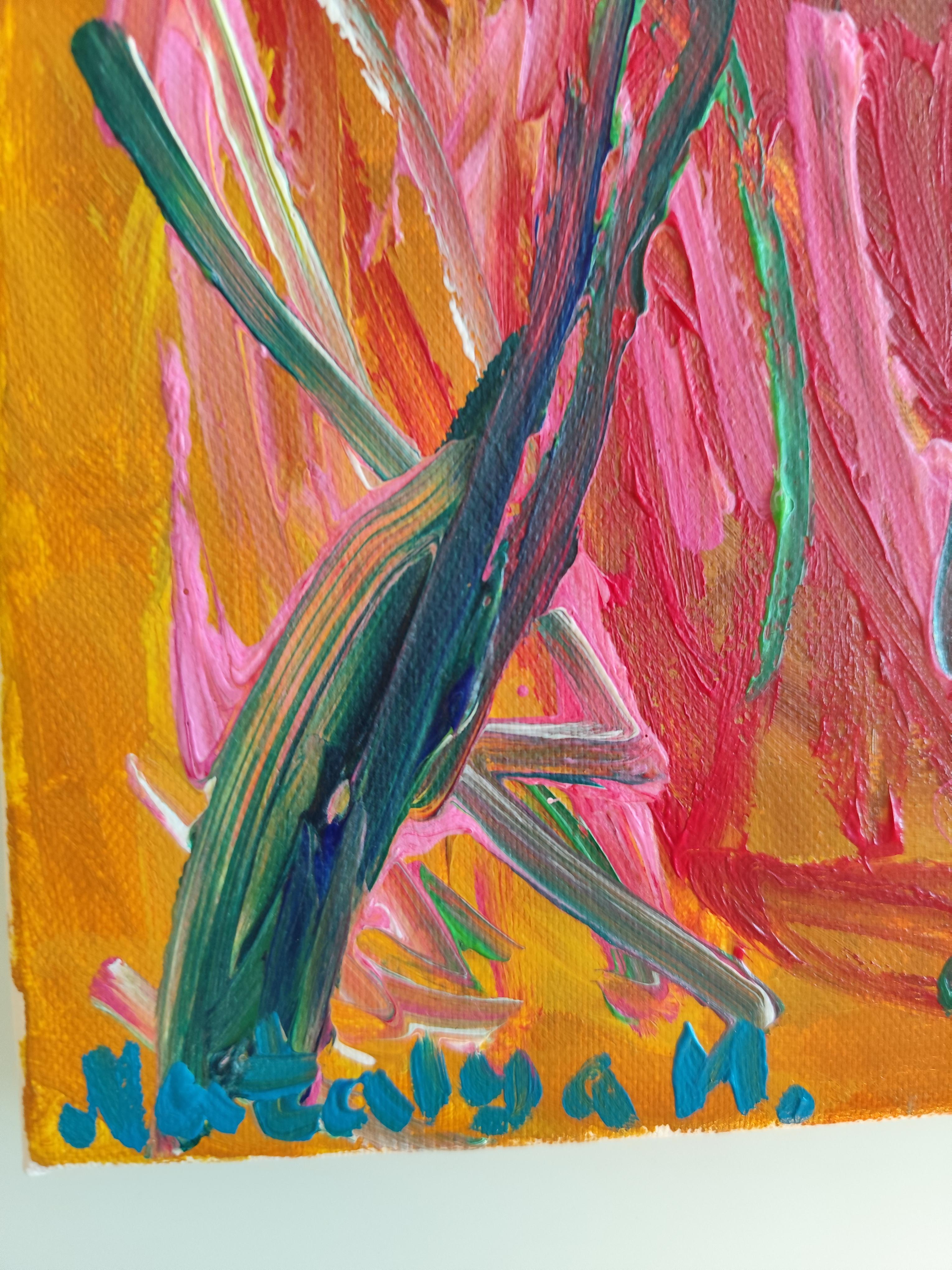 Peinture florale abstraite expressive sur toile « Symphonie florale en couleur » en vente 13
