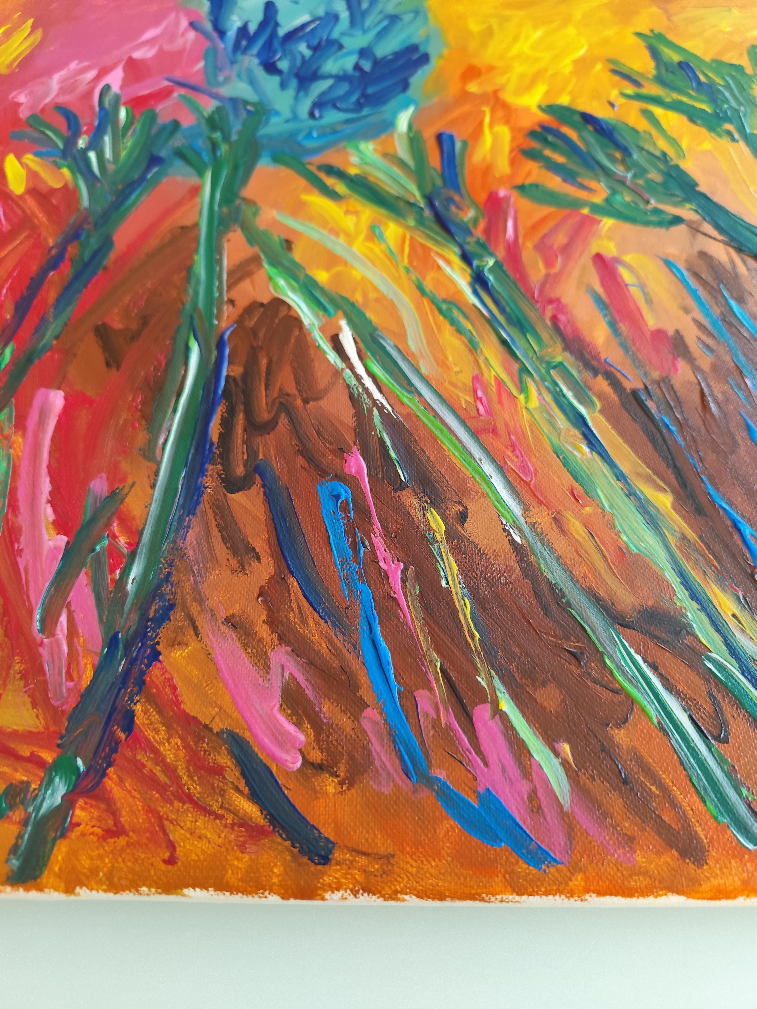 Peinture florale abstraite expressive sur toile « Symphonie florale en couleur » en vente 4