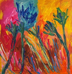 Quadro floreale astratto ed espressivo su tela "Sinfonia floreale a colori"".