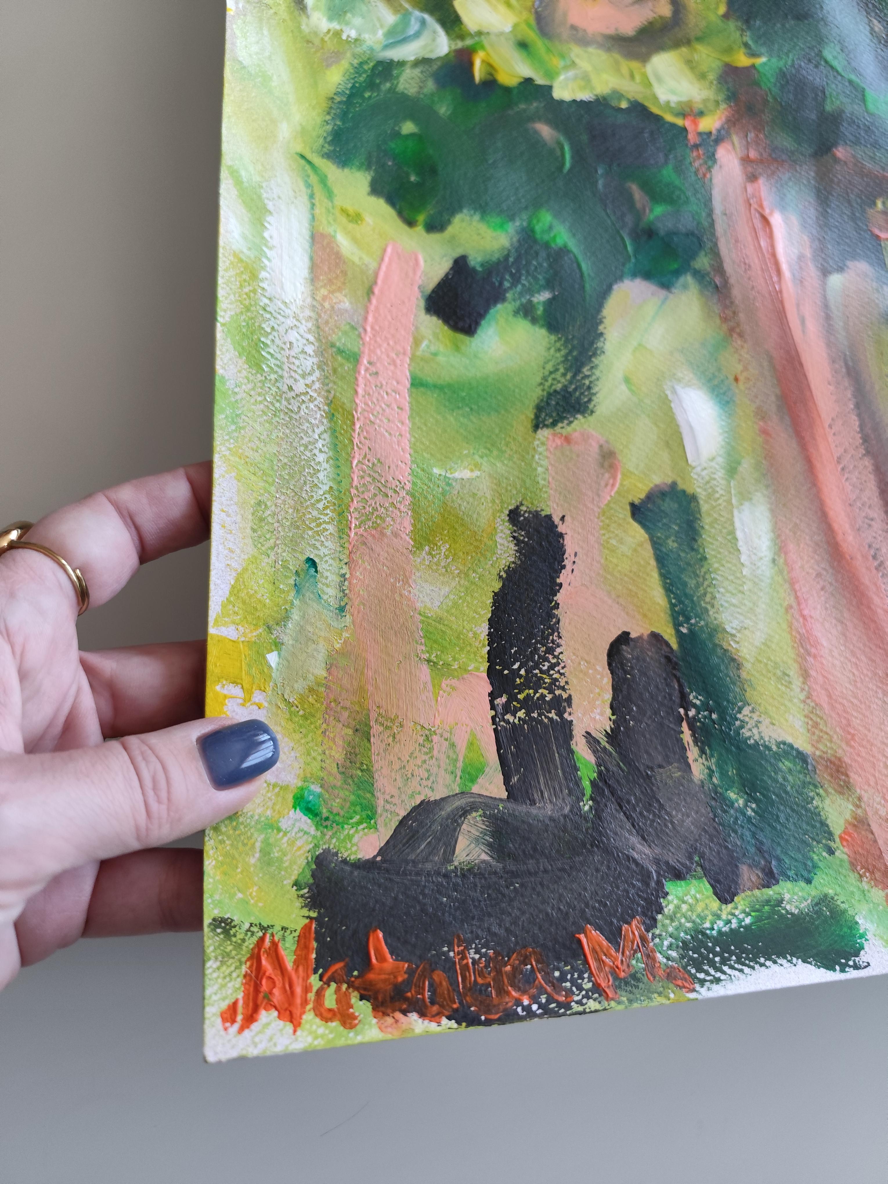 Peinture acrylique sur papier « beauté de la tournesol », roses florales abstraites et expressives en vente 7