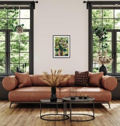 Abstract expressive floral roses acrylic painting on paper "Sunflower beauty"