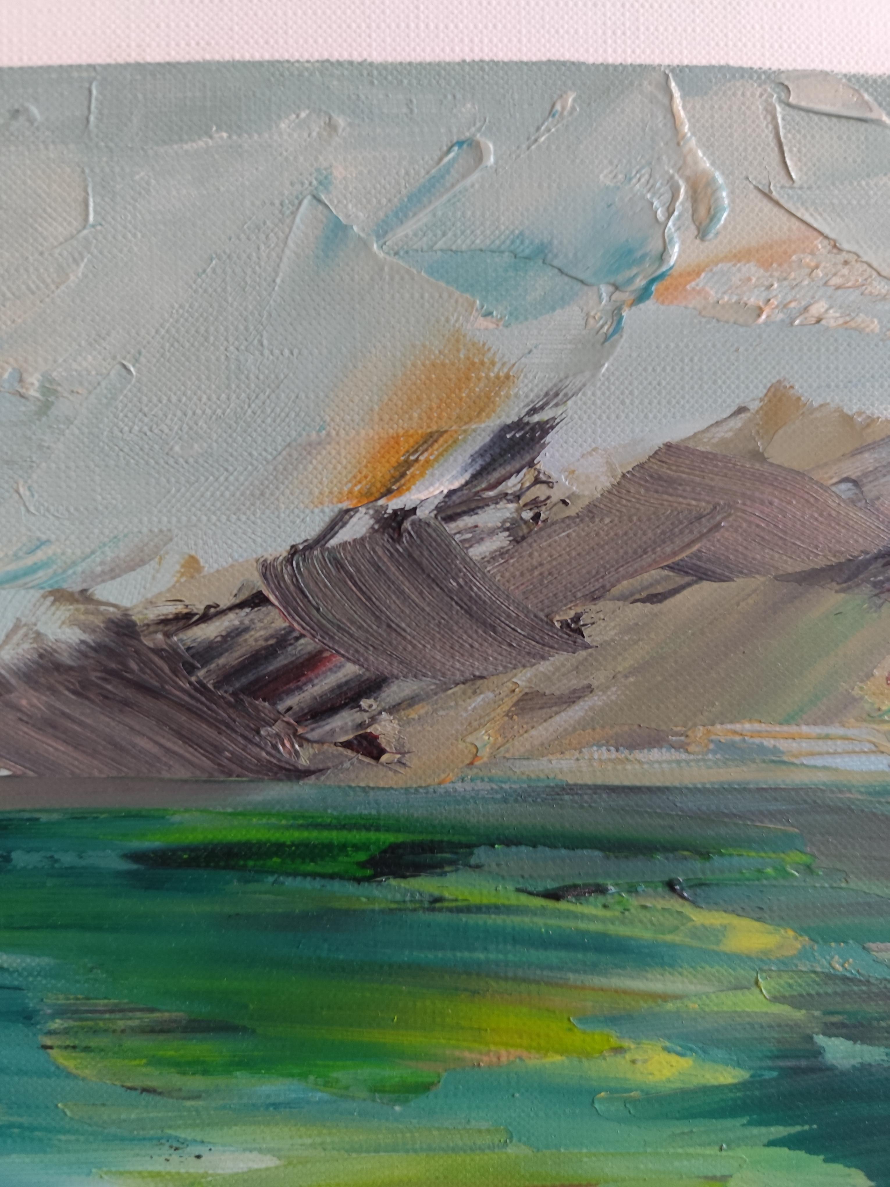 Pittura ad olio astratta di paesaggio espressivo sulla spiaggia su carta professionale Fabriano in vendita 8