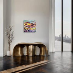 Abstract expressive landscape painting on canvas "Meadow's summer bloom"