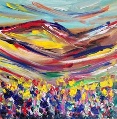 Peinture de paysage abstraite expressive sur toile « La fleur de l'été de Maudow »