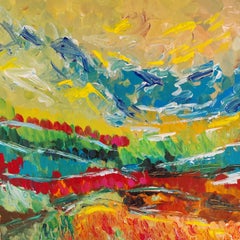 Abstract expressive landscape painting on canvas "Nature
s colorful bloom"