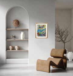 Naturaleza expresiva abstracta paisaje montañas pintura acrílica sobre papel