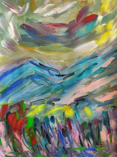 Pittura astratta espressiva Nature paesaggio montagne acrilico su carta