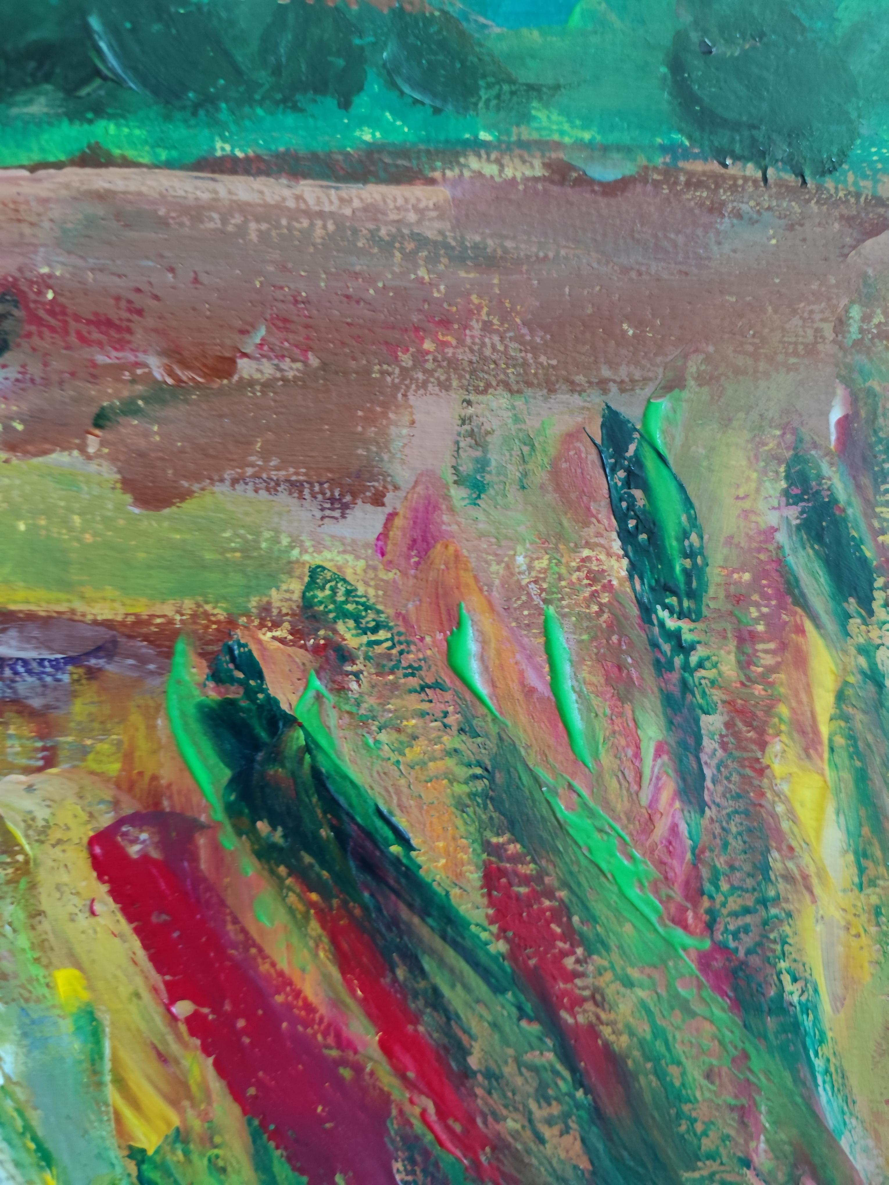 Pittura astratta espressiva Nature paesaggio mare spiaggia acrilico su carta in vendita 11