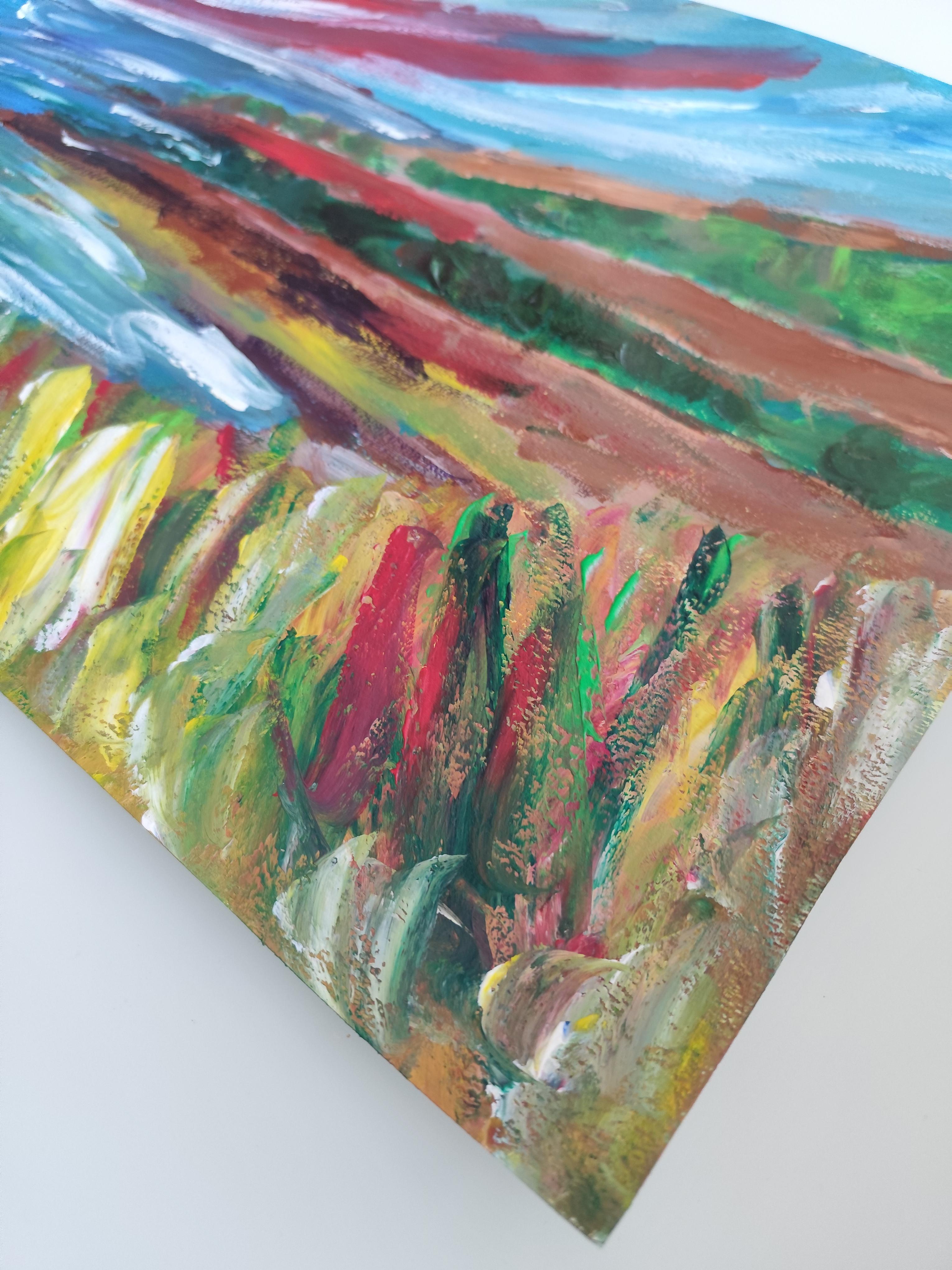 Pittura astratta espressiva Nature paesaggio mare spiaggia acrilico su carta in vendita 14