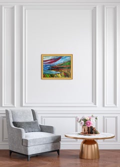 Abstract expressive nature landscape sea beach acrylic painting on paper