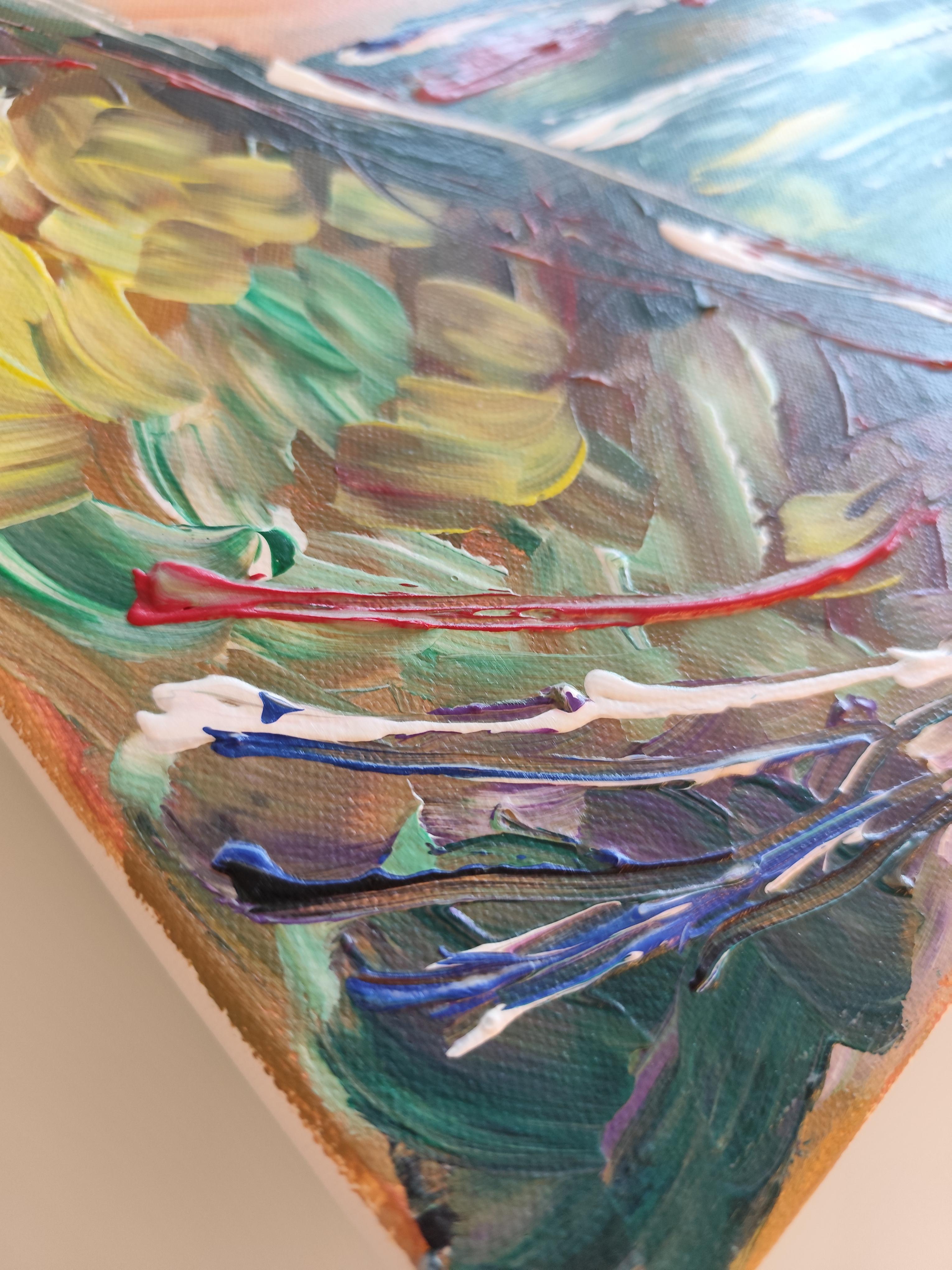 Abstraktes, ausdrucksstarkes Acrylgemälde am Meer auf Leinwand „Charming Cliffview“ im Angebot 8