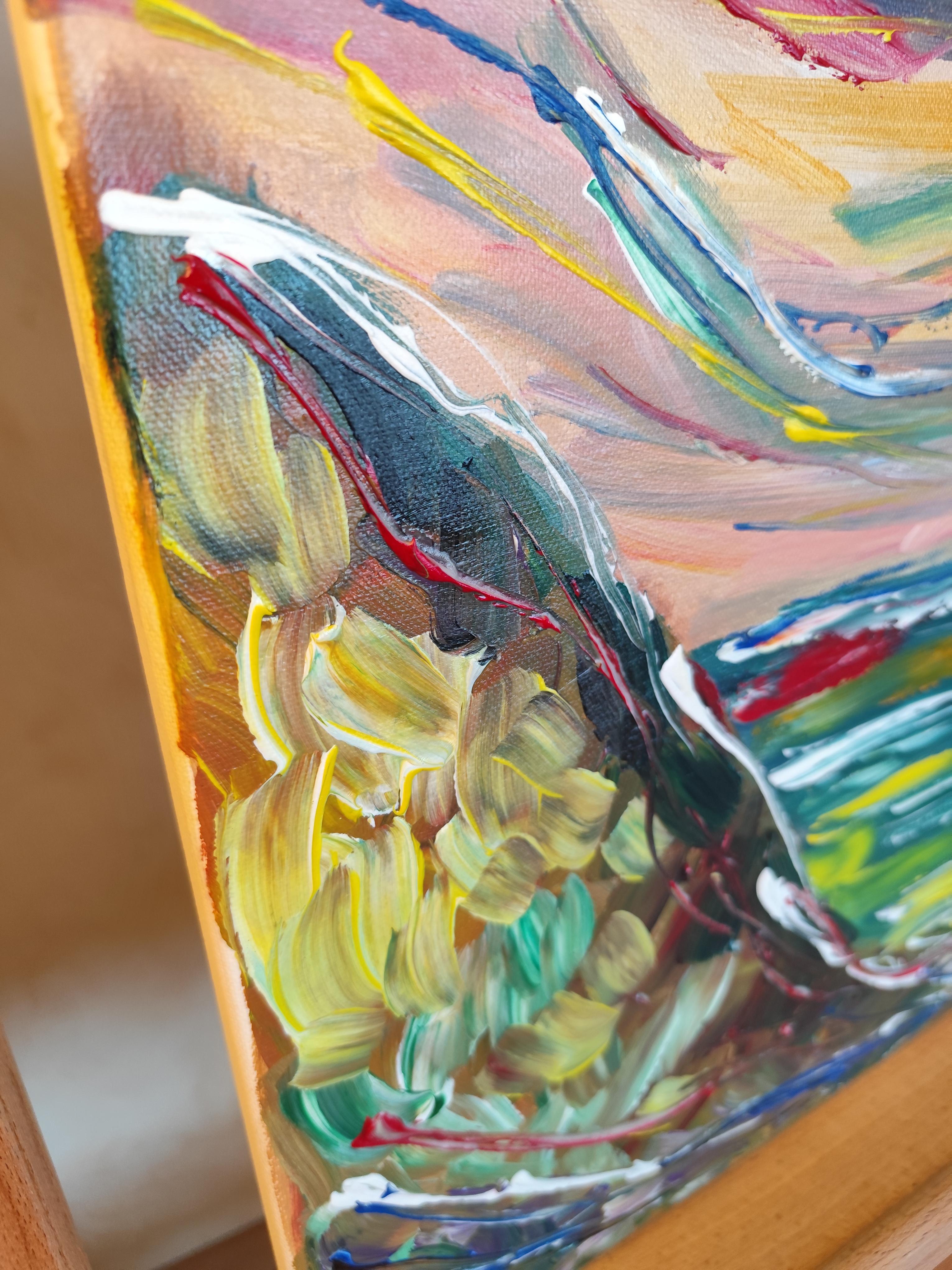 Abstraktes, ausdrucksstarkes Acrylgemälde am Meer auf Leinwand „Charming Cliffview“ im Angebot 11