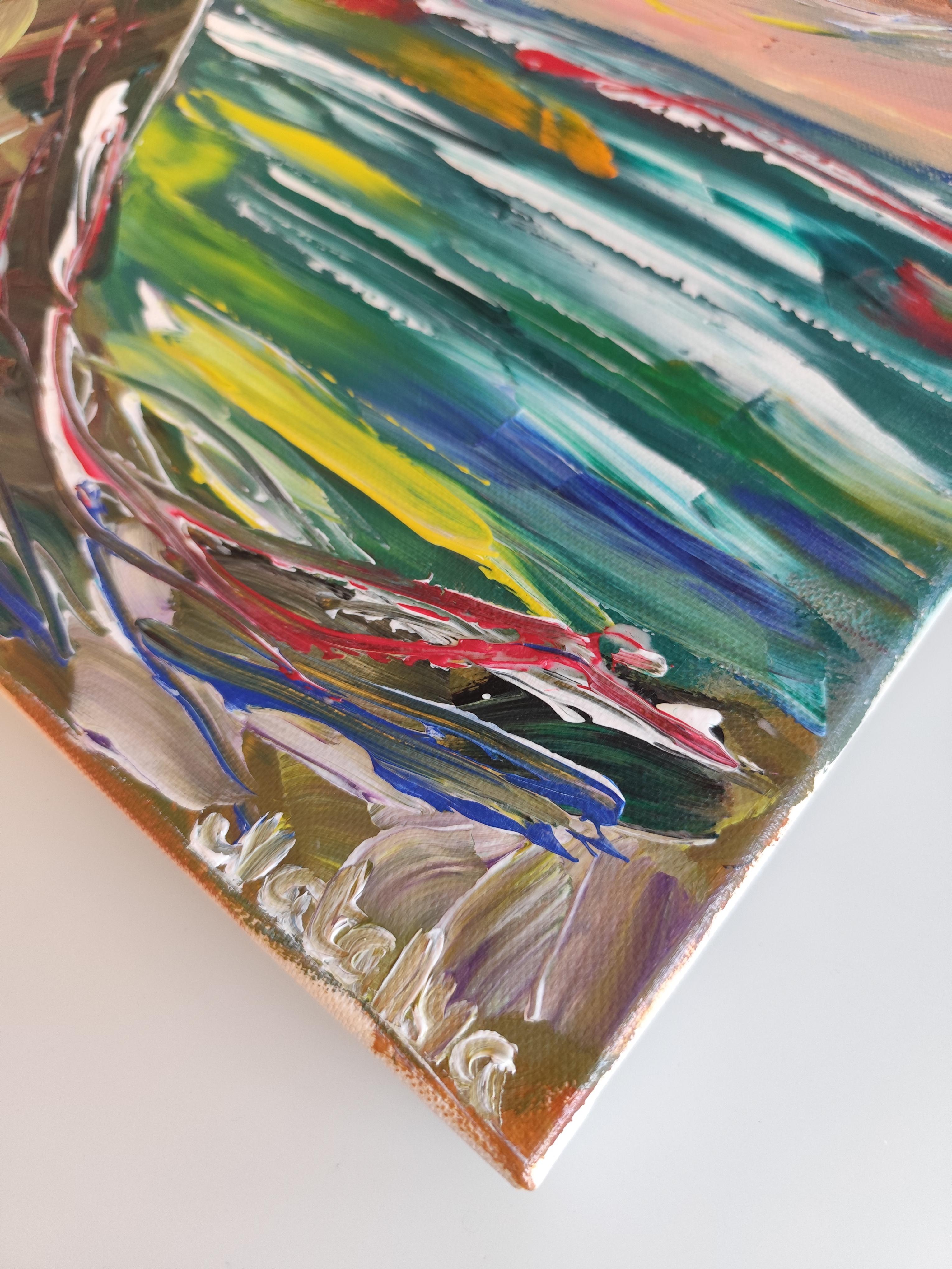 Abstraktes, ausdrucksstarkes Acrylgemälde am Meer auf Leinwand „Charming Cliffview“ im Angebot 3