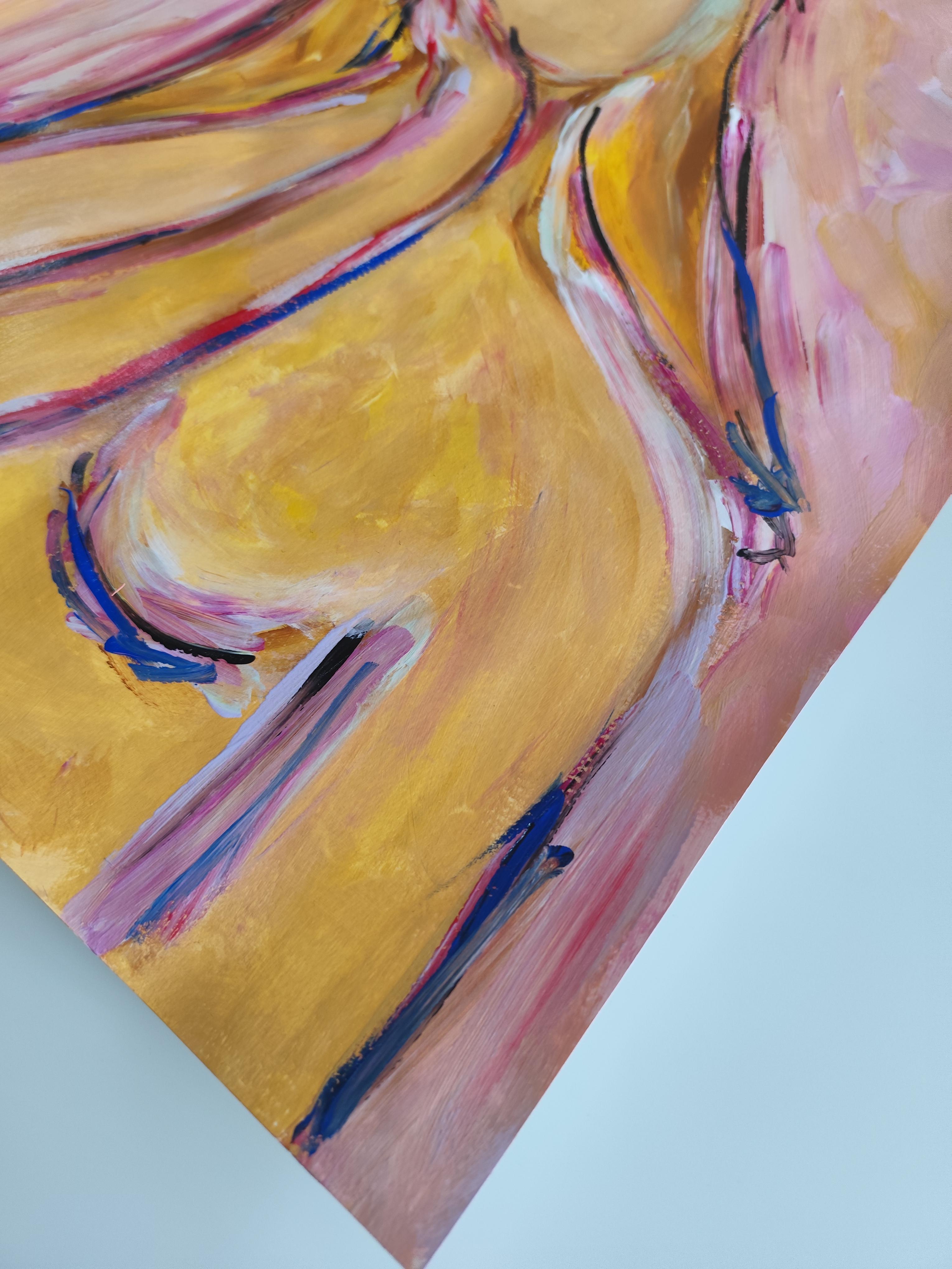 Abstract Expressive woman's portrait acrylic on paper 